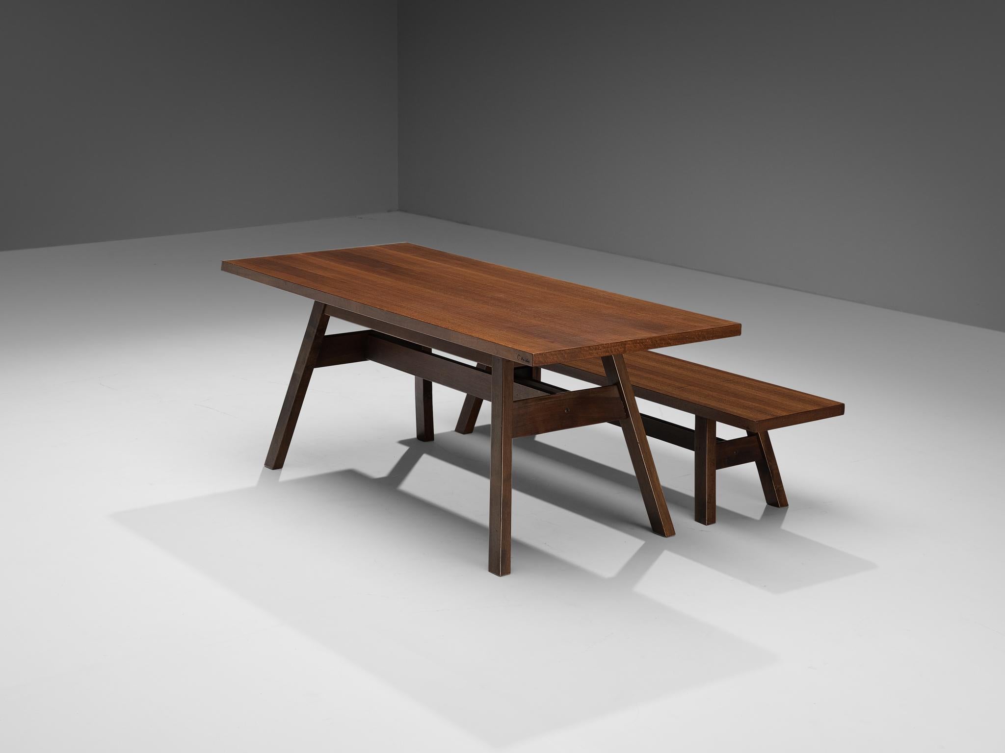 Mid-20th Century  Giovanni Michelucci for Poltronova ´Torbecchia' Dining Table and Bench  For Sale