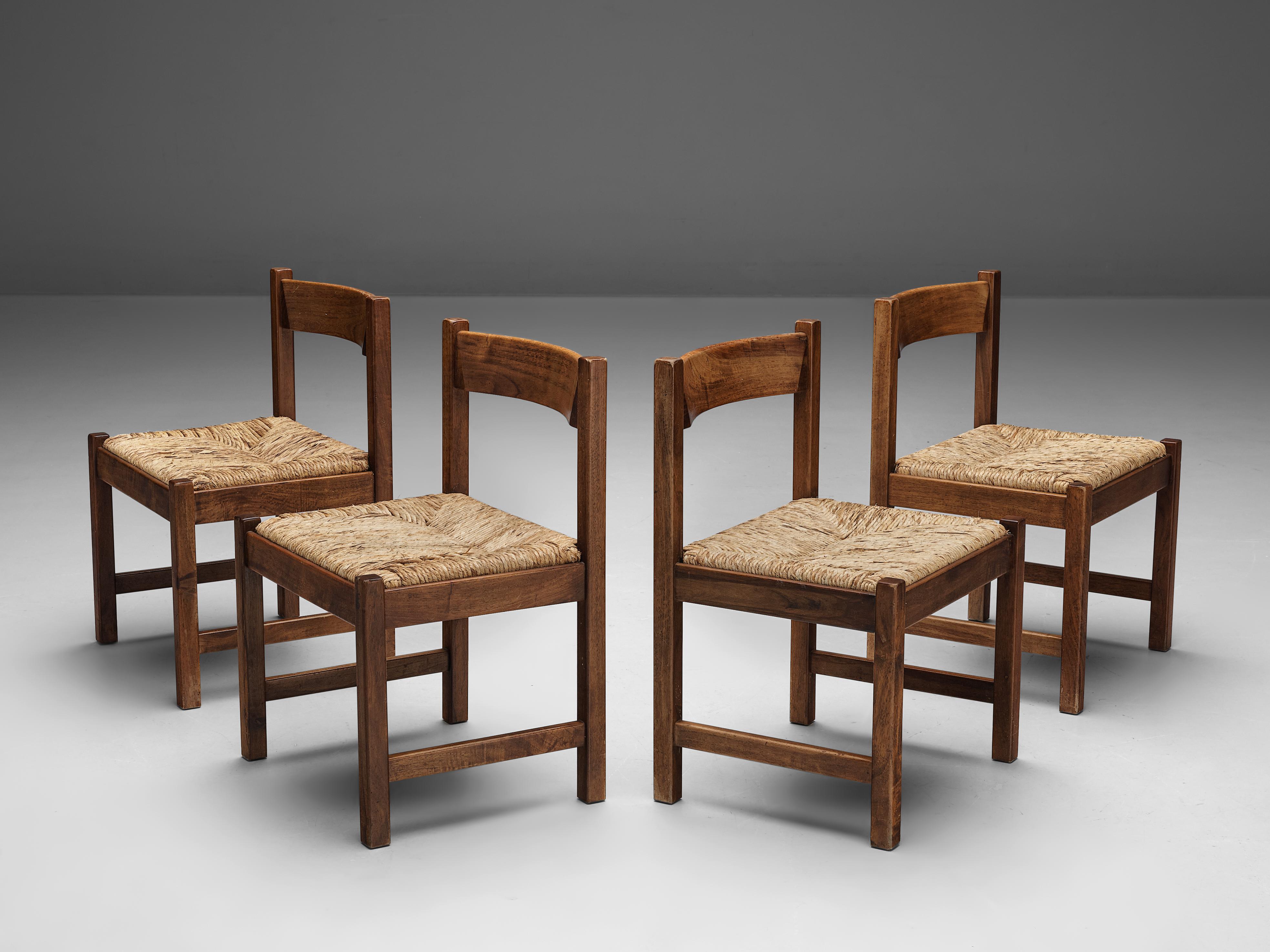 Mid-Century Modern Giovanni Michelucci for Poltronova 'Torbecchia' Set of Dining Chairs in Walnut