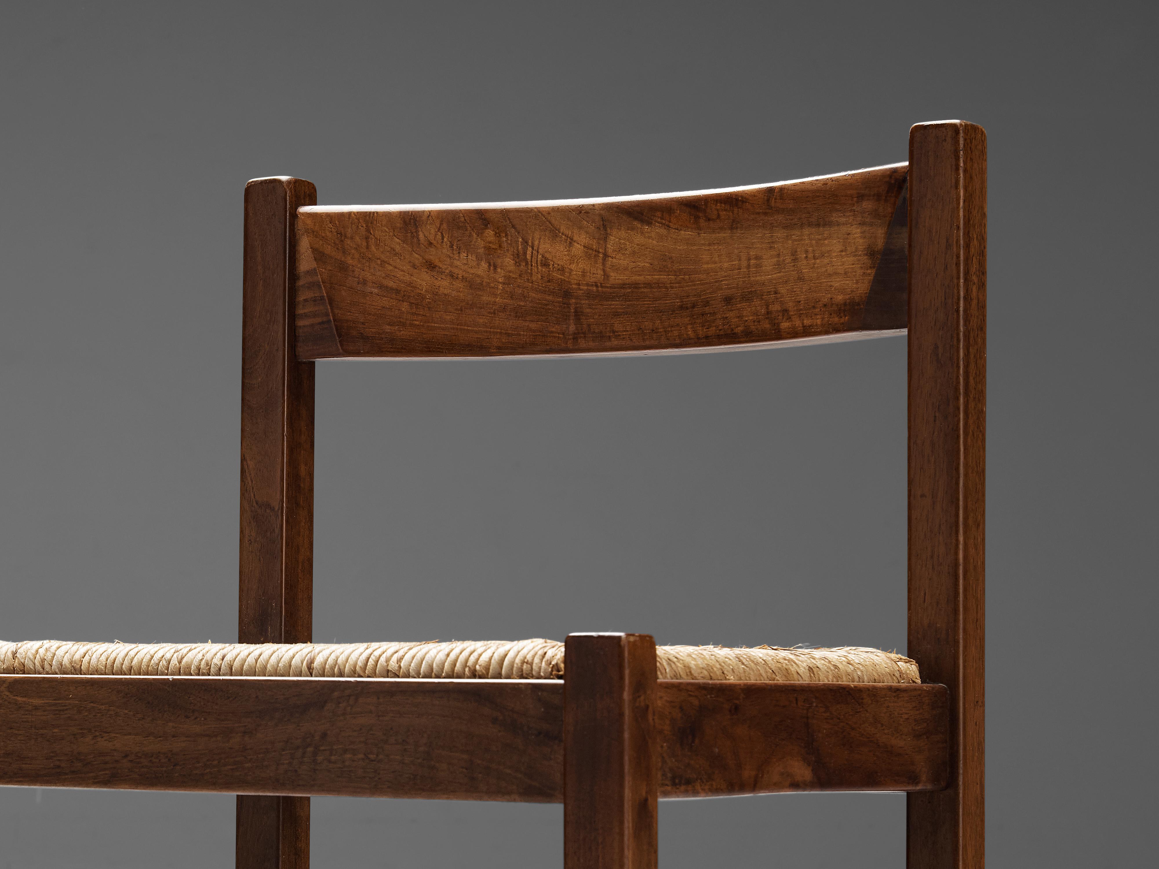 Italian Giovanni Michelucci for Poltronova 'Torbecchia' Set of Dining Chairs in Walnut