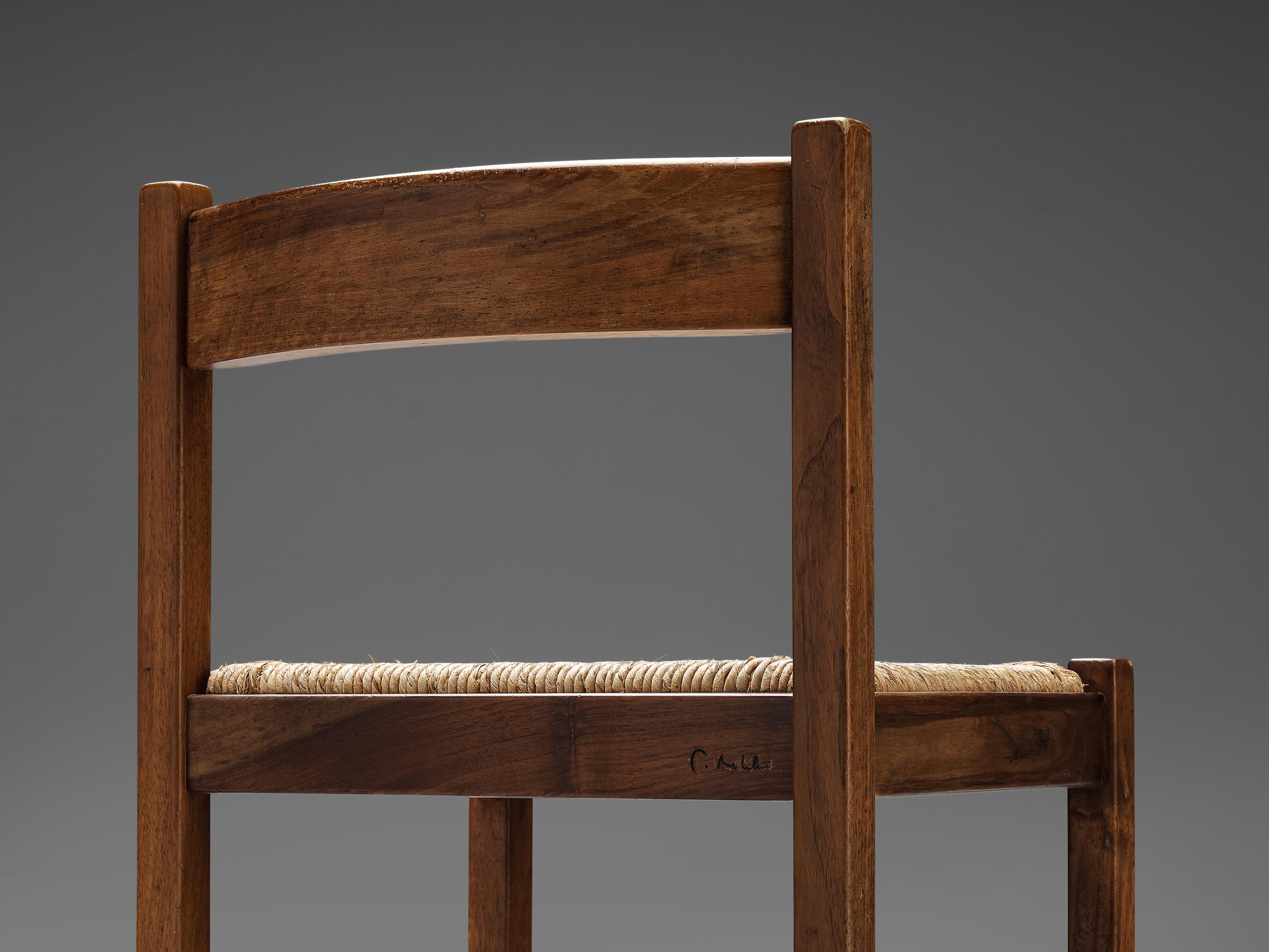 Mid-20th Century Giovanni Michelucci for Poltronova 'Torbecchia' Set of Dining Chairs in Walnut