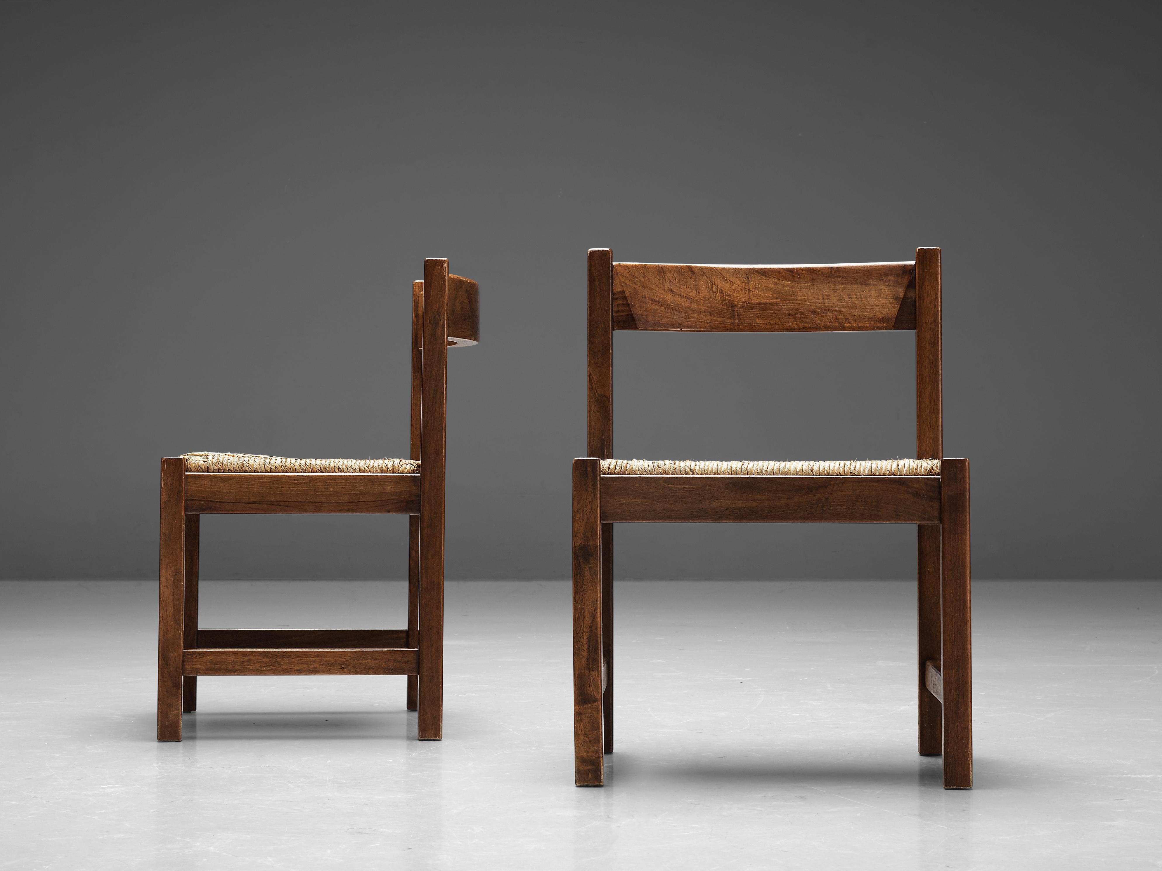 Giovanni Michelucci for Poltronova 'Torbecchia' Set of Dining Chairs in Walnut 2