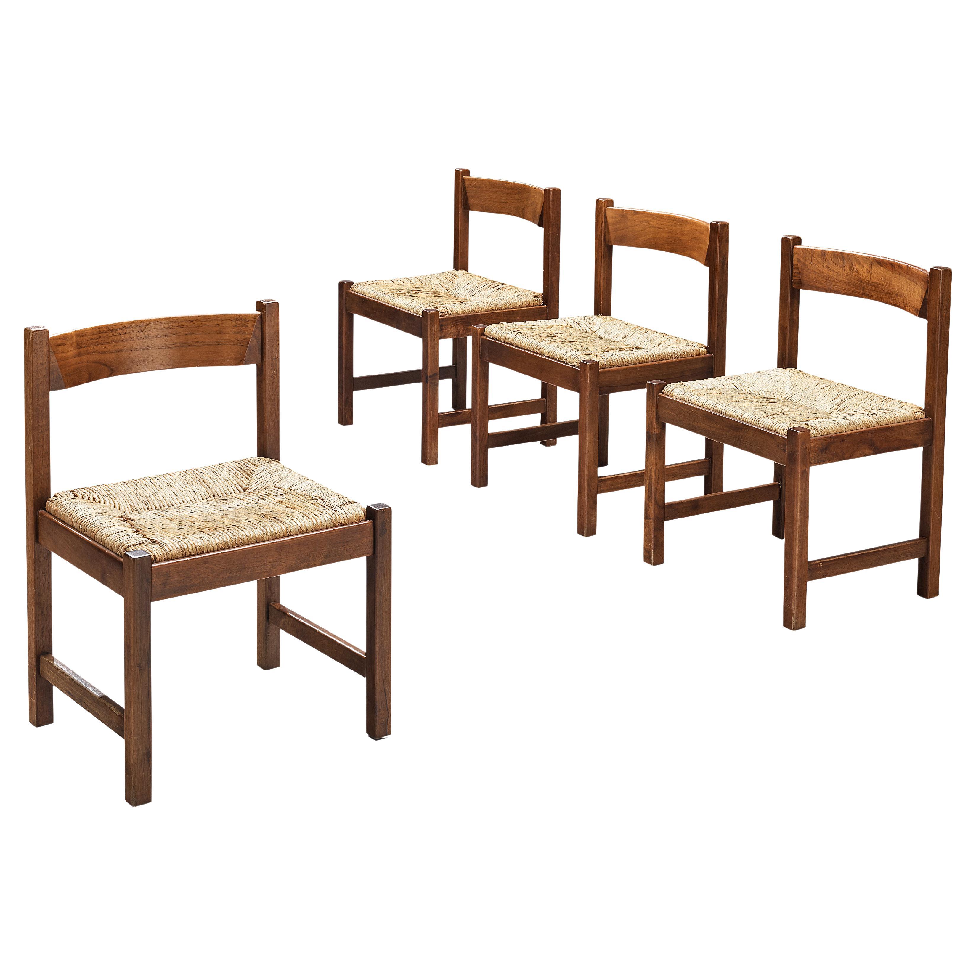 Giovanni Michelucci for Poltronova 'Torbecchia' Set of Dining Chairs in Walnut