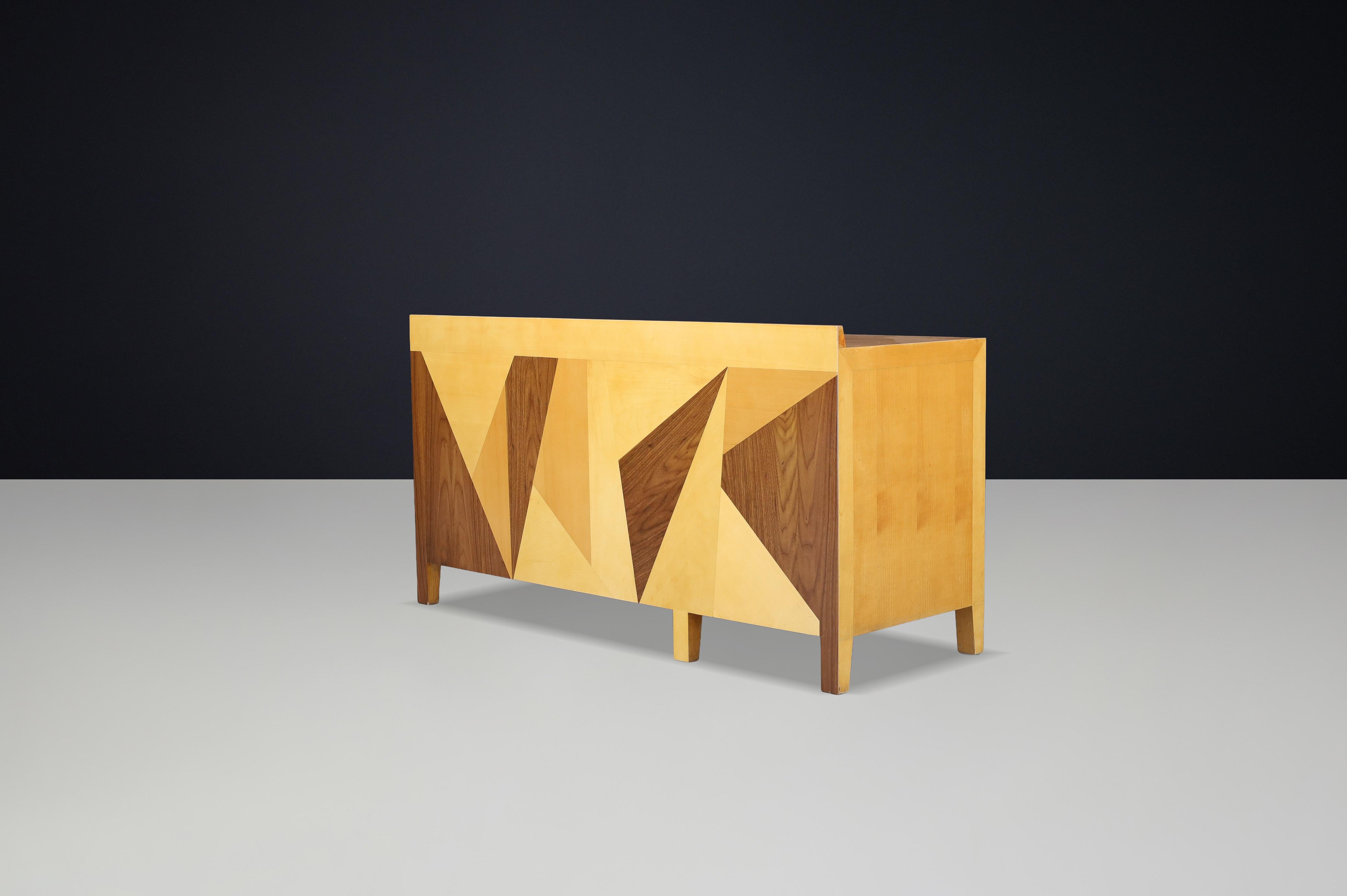 Giovanni Michelucci Geometrischer Schreibtisch mit Intarsien aus Holz, Italien, 1970er Jahre im Angebot 5