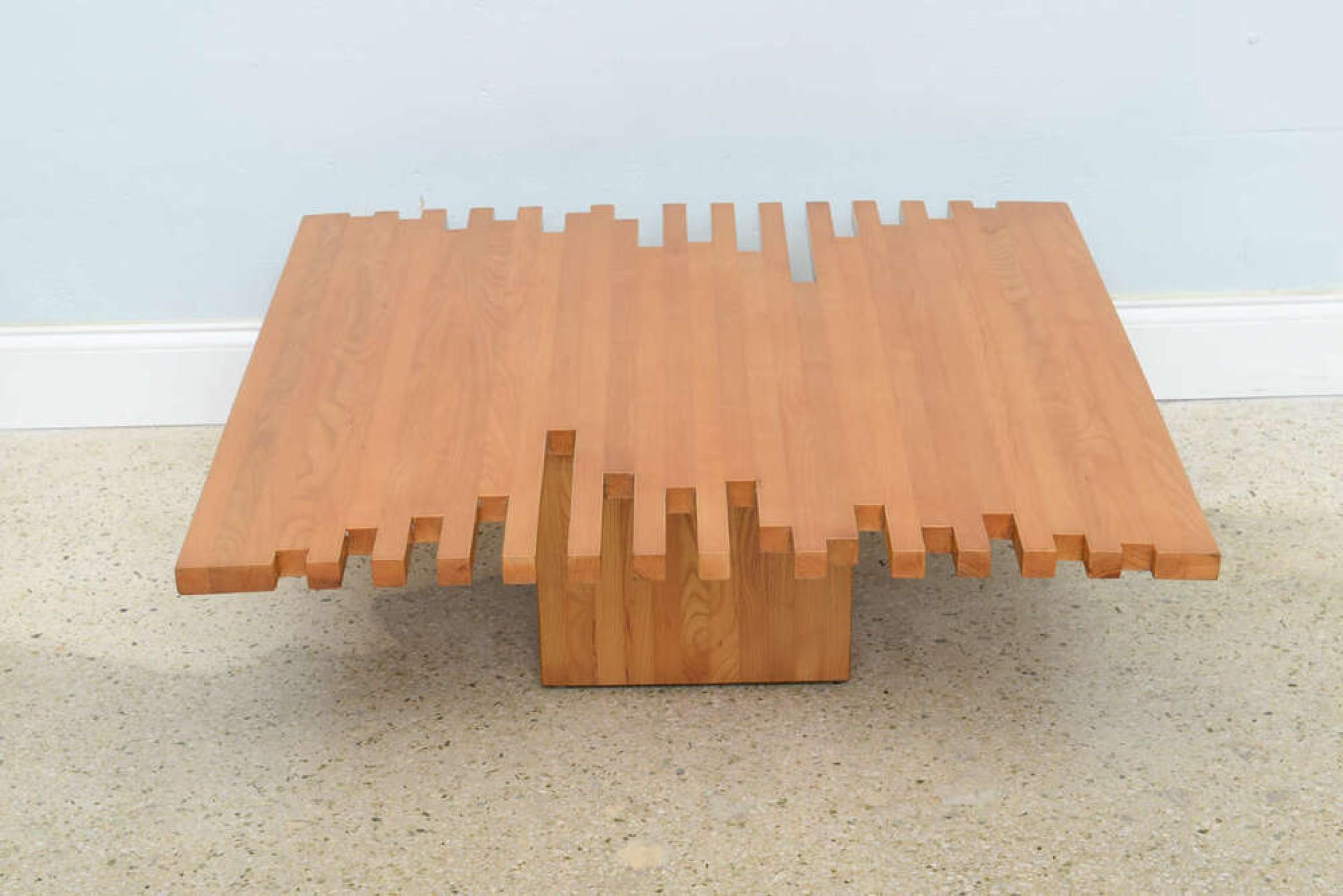 Giovanni Michelucci Italian Mid-Century Low Plank Top Coffee Table (Table basse à plateau en bois) en vente 2