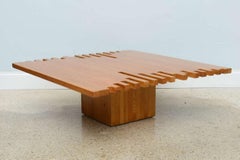 Giovanni Michelucci Italian Mid-Century Low Plank Top Coffee Table