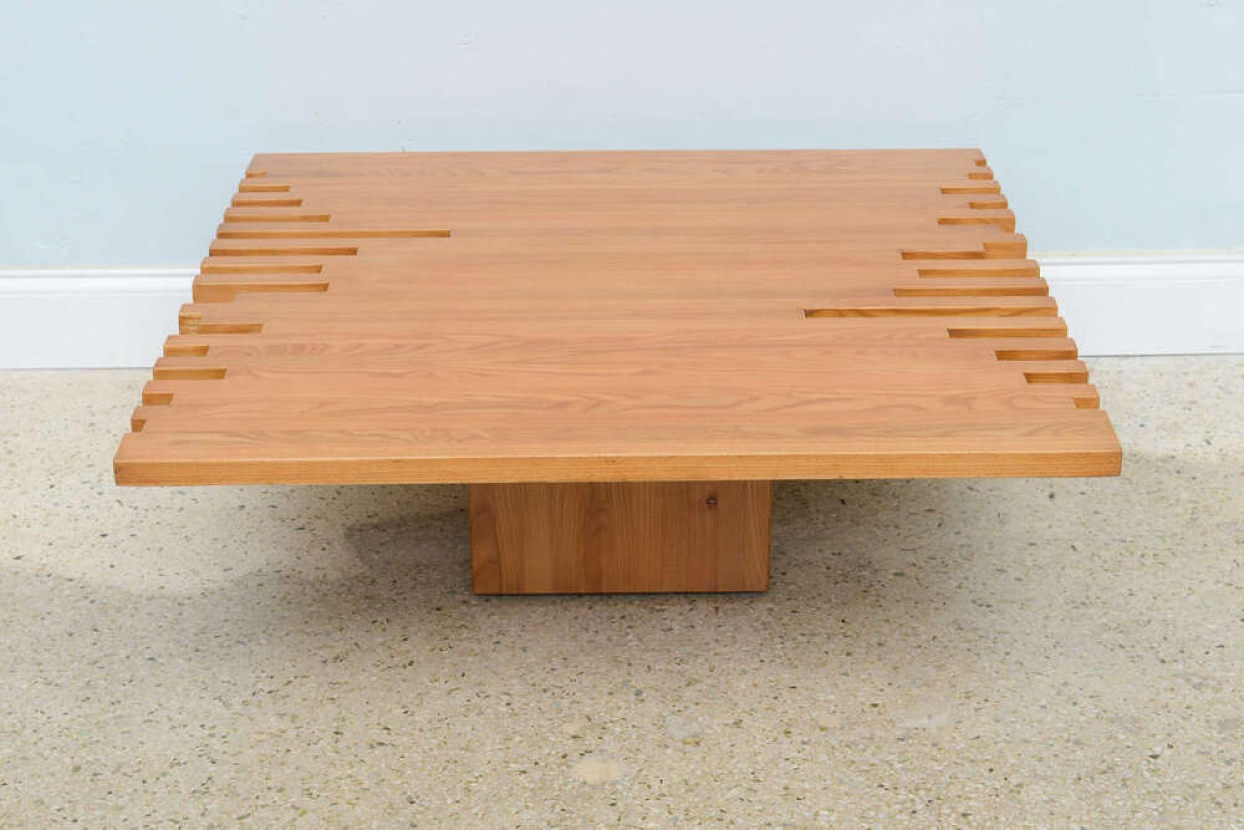 Giovanni Michelucci Italian Mid-Century Low Plank Top Coffee Table (Table basse à plateau en bois) en vente 1