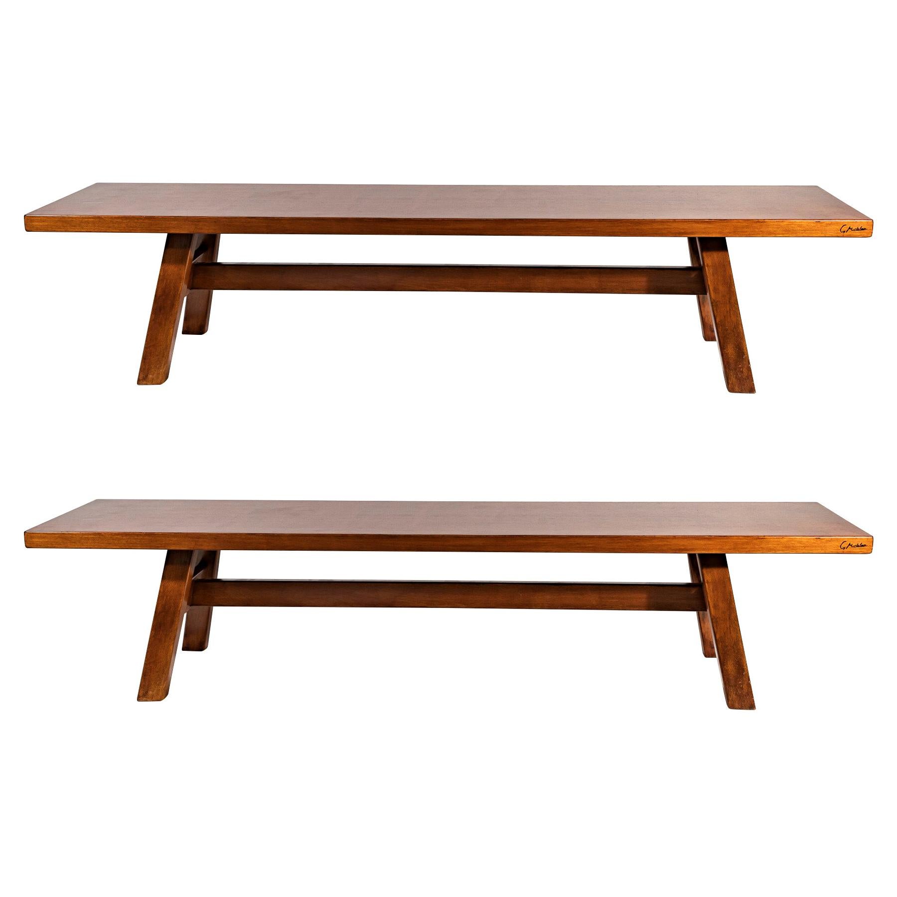 Giovanni Michelucci, Pair of Benches, Signed, circa 1955, Italy