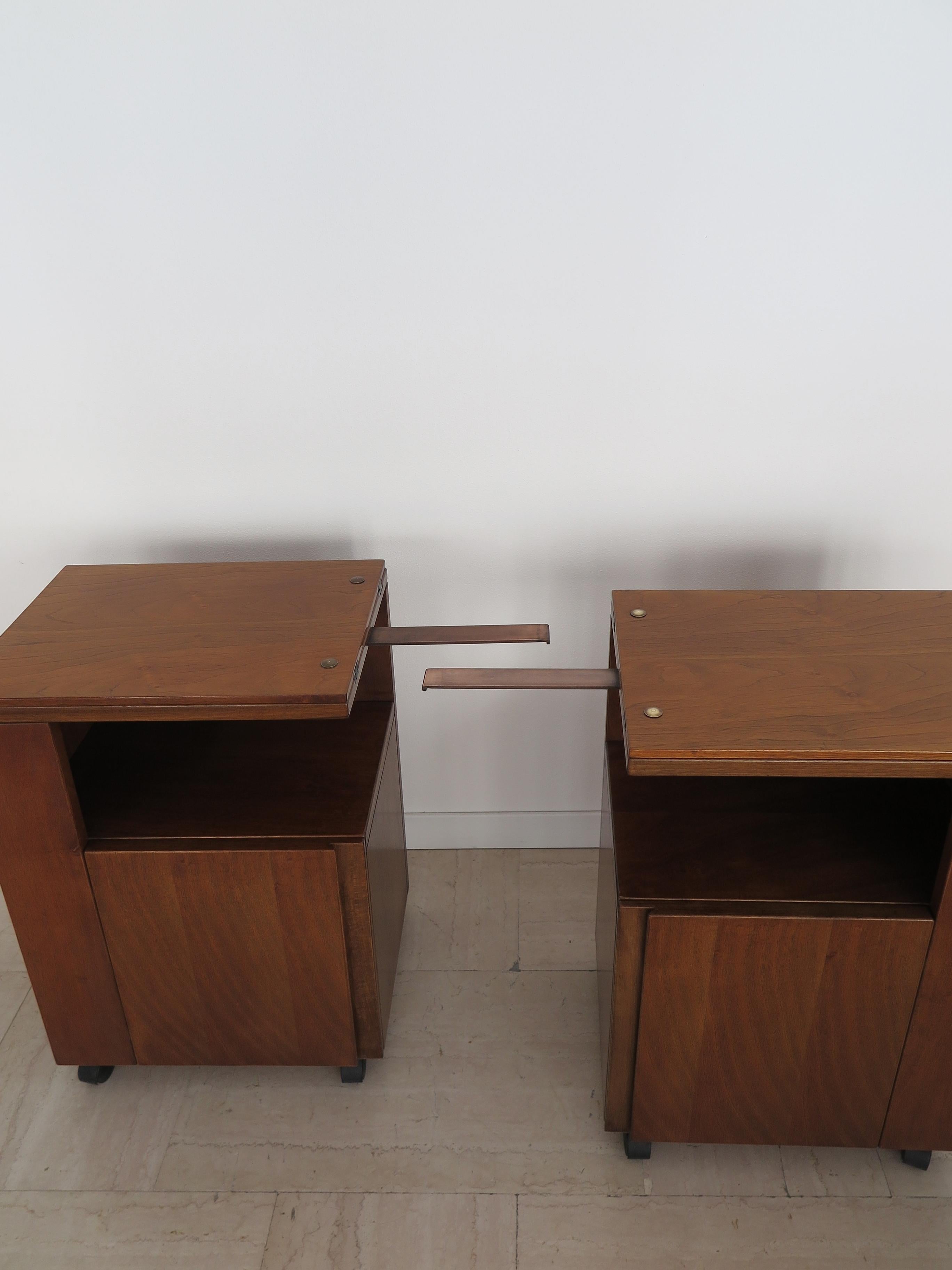 Giovanni Michelucci Poltronova Italian Wood Bedside Tables Nithg Stands 1960s For Sale 2