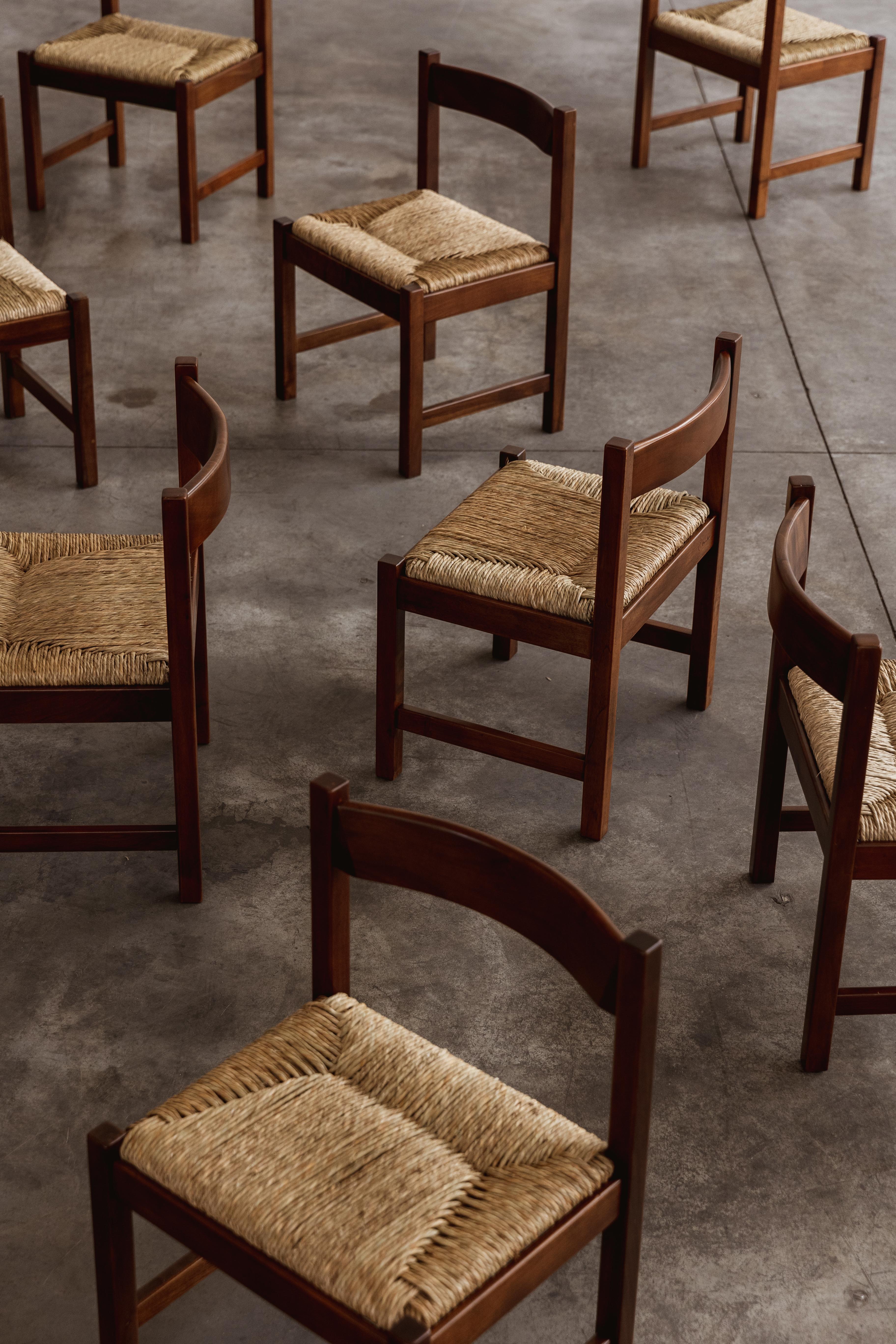 Italian Giovanni Michelucci “Torbecchia” Dining Chairs for Poltronova, 1964, Set of 10 For Sale