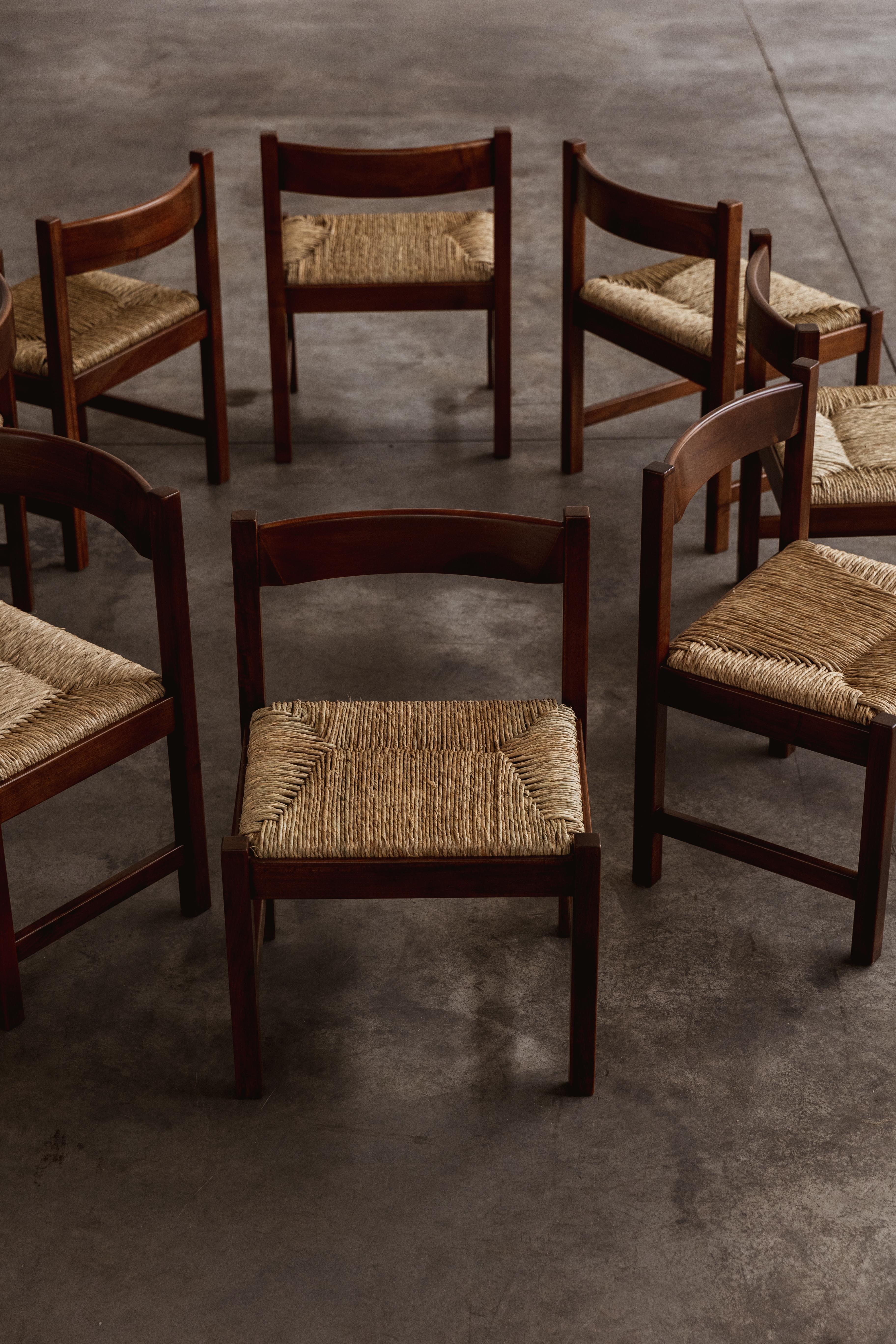 Giovanni Michelucci “Torbecchia” Dining Chairs for Poltronova, 1964, Set of 10 In Good Condition For Sale In Lonigo, Veneto