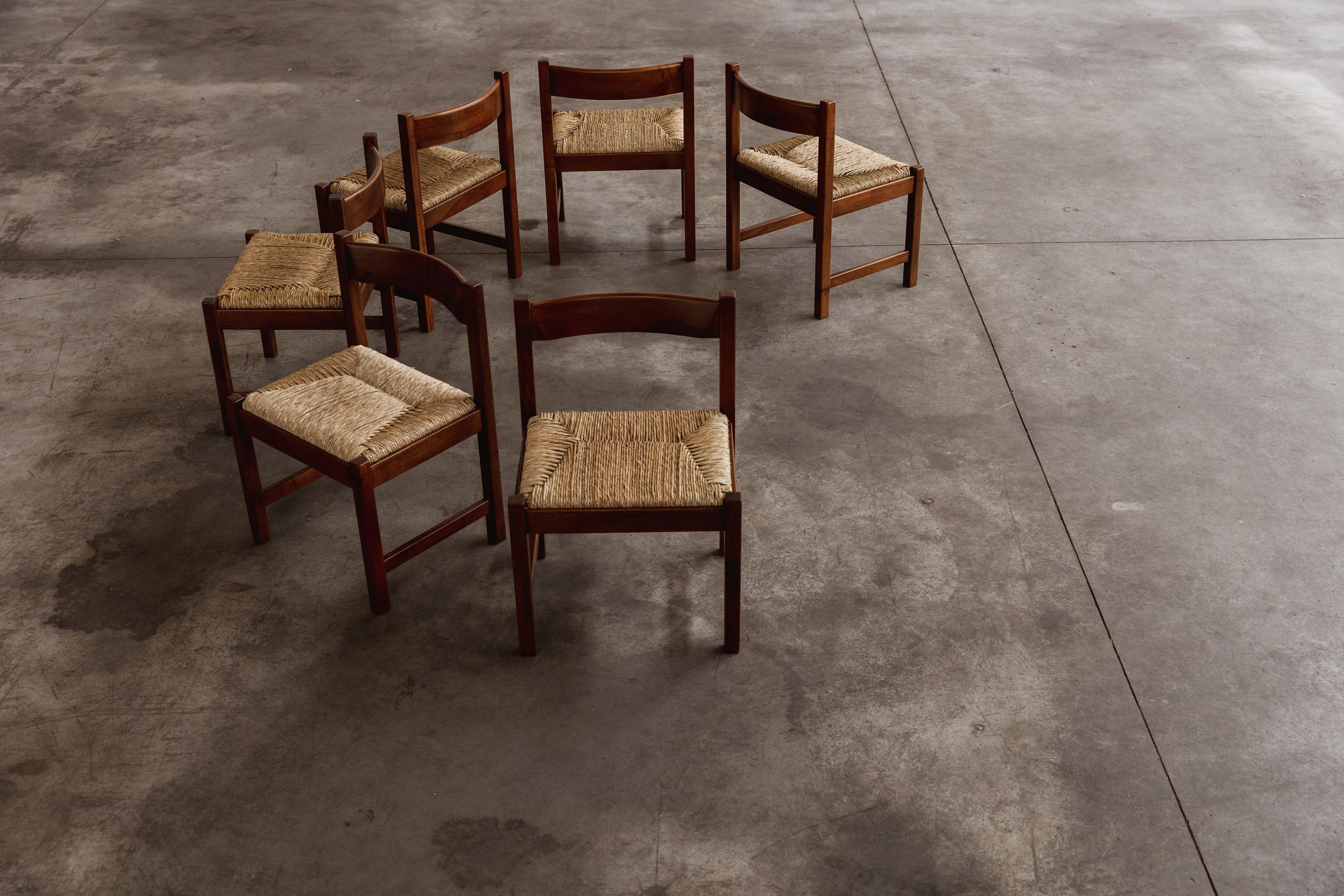 Mid-20th Century Giovanni Michelucci “Torbecchia” Dining Chairs for Poltronova, 1964, Set of 6 For Sale