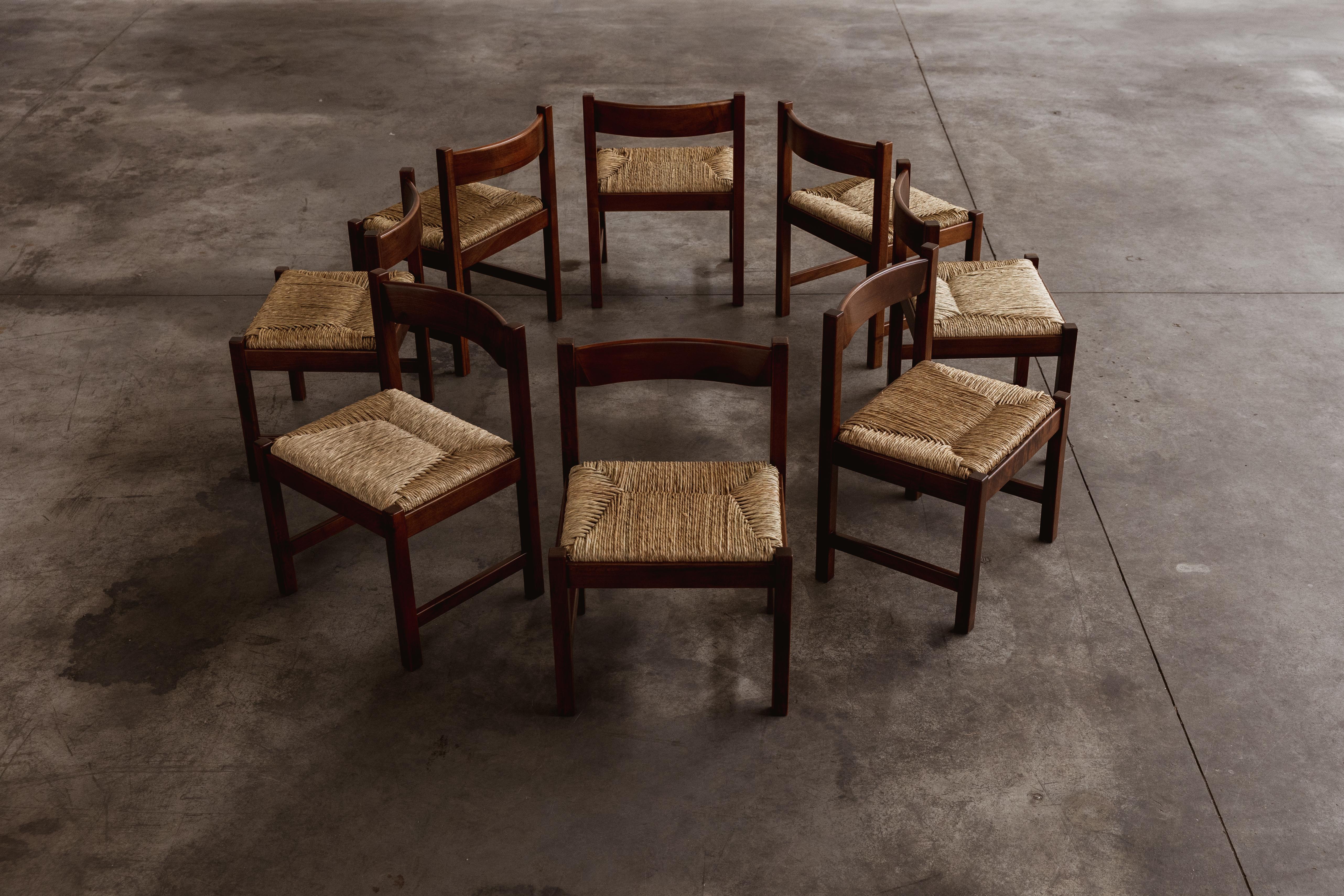 Giovanni Michelucci “Torbecchia” Dining Chairs for Poltronova, 1964, Set of 8 In Good Condition For Sale In Lonigo, Veneto