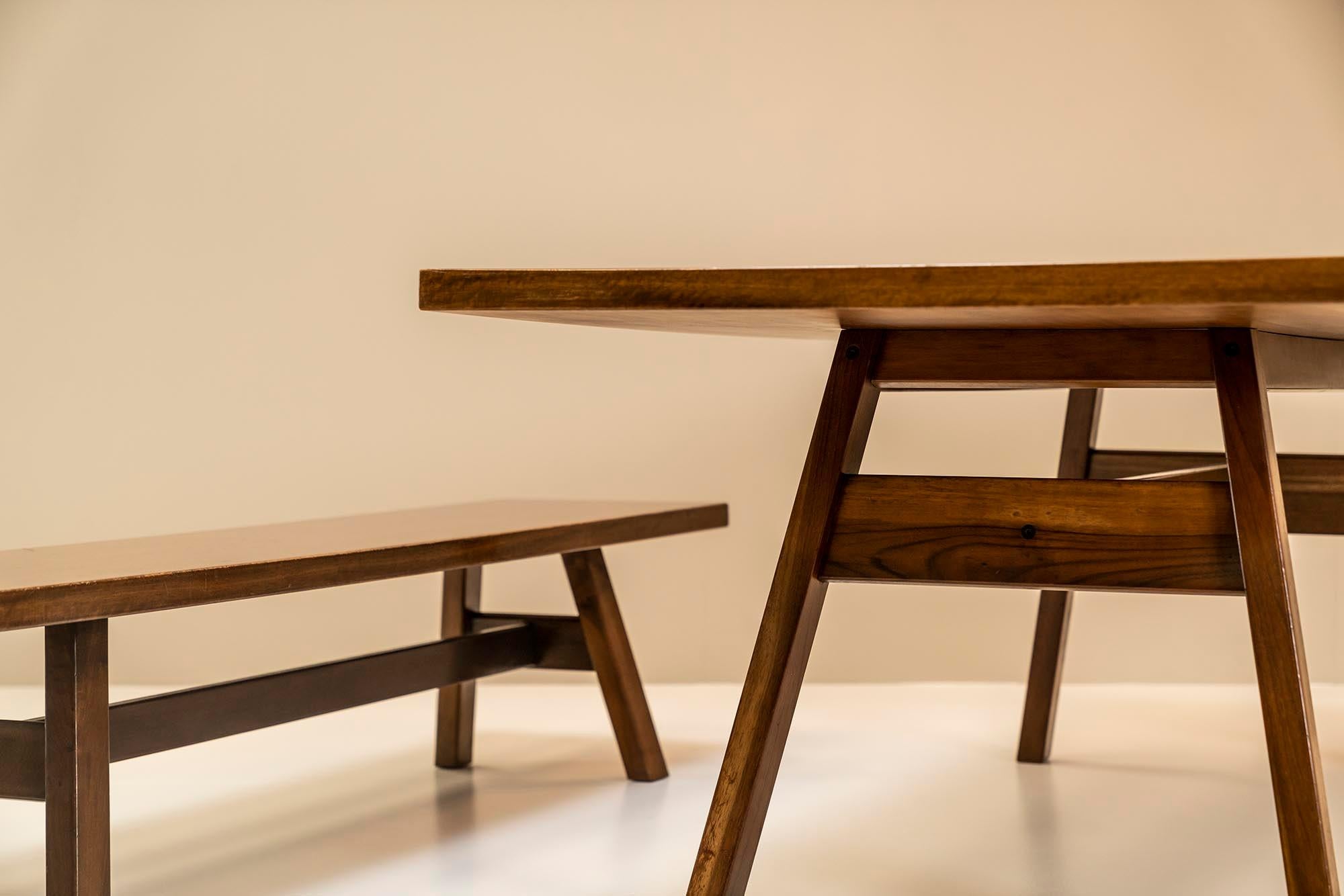 Mid-Century Modern Giovanni Michelucci 'Torbecchia' Dining Table and Bench for Poltronova, 1965 For Sale