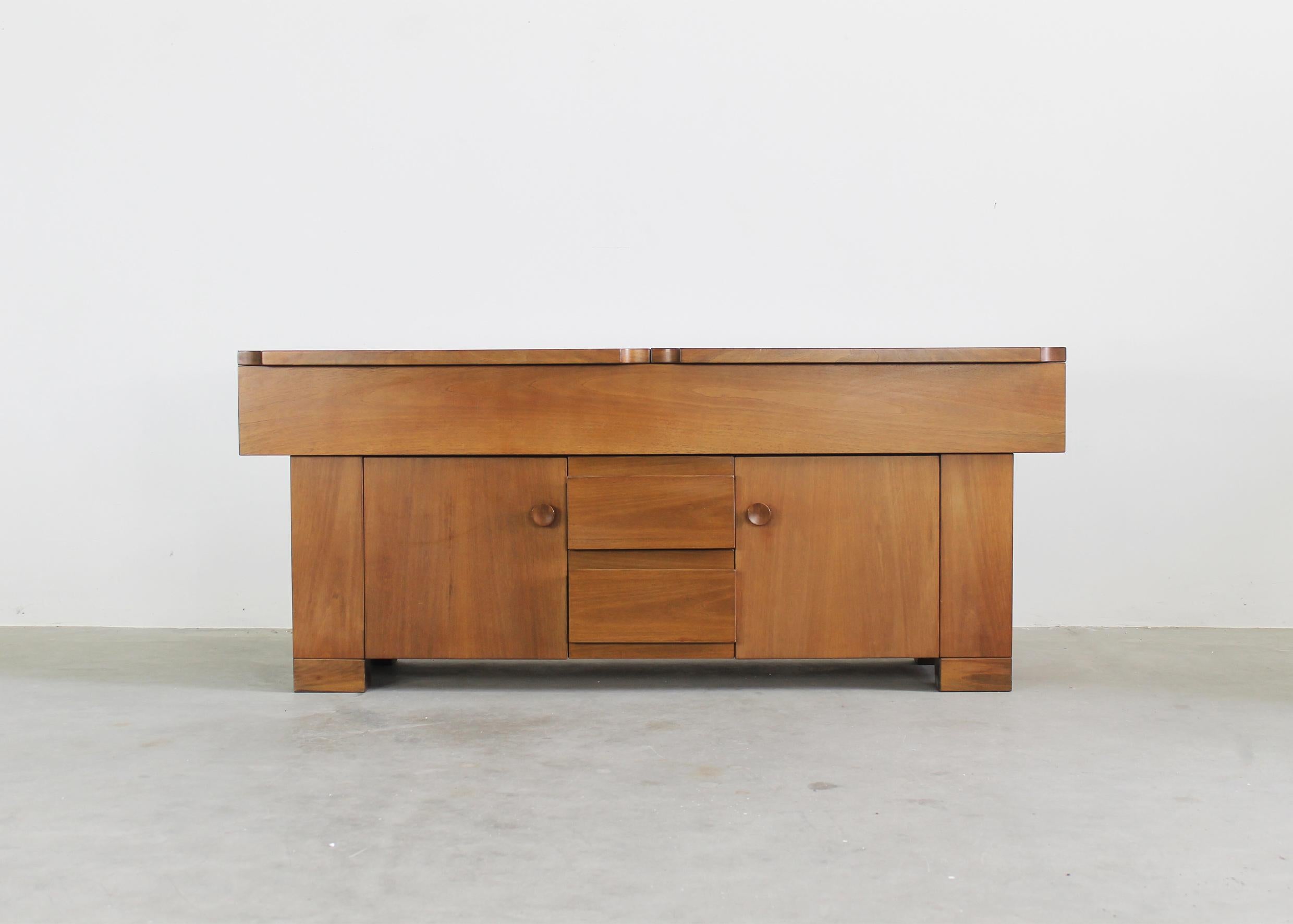 Italian Giovanni Michelucci Torbecchia Sideboard in Walnut Wood by Poltronova 1964 For Sale