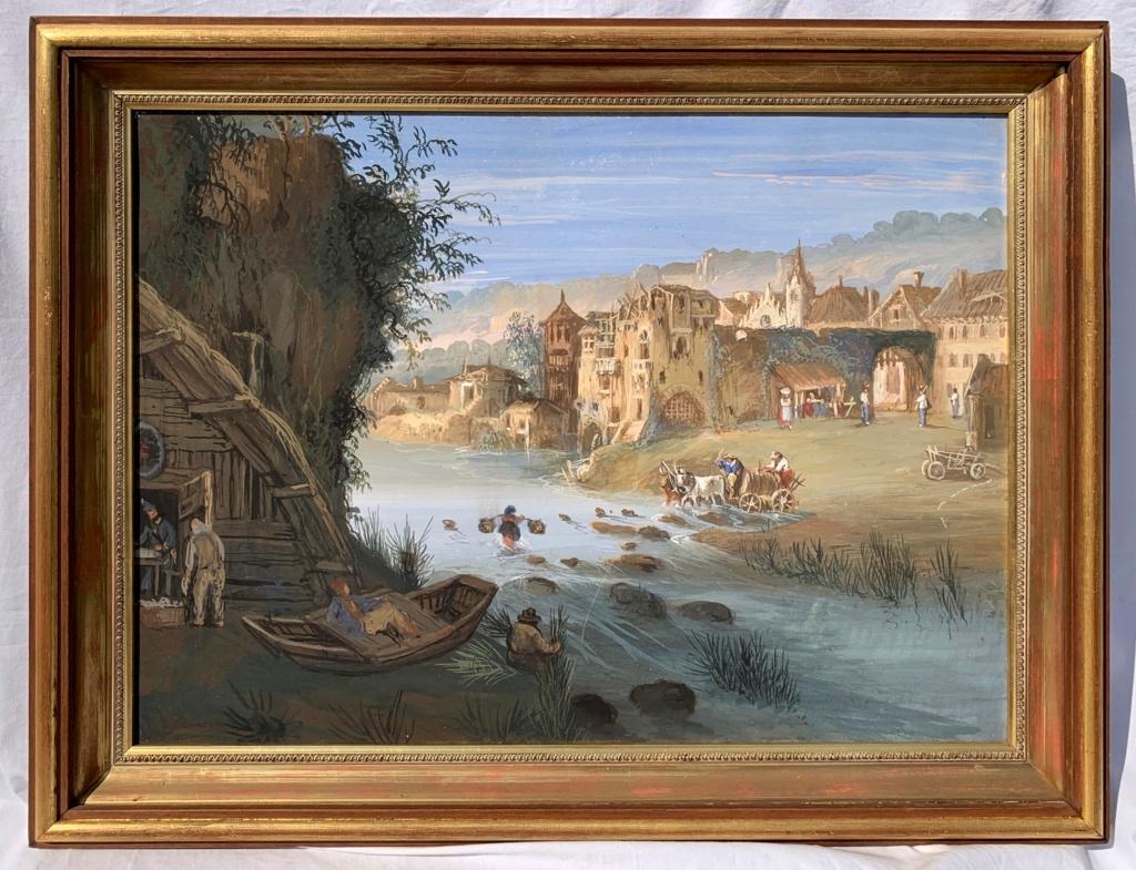 Pair of 19th century Italian ruins paintings - Landscapes - Tempera Migliara For Sale 5