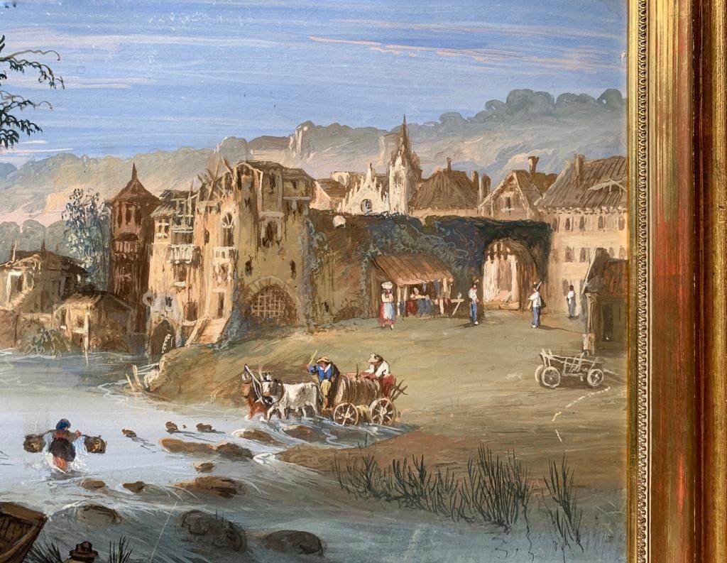 Pair of 19th century Italian ruins paintings - Landscapes - Tempera Migliara For Sale 6