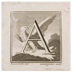 Antichità di Ercolano-Lettera A - Acquaforte di Giovanni Mignani - XVIII secolo