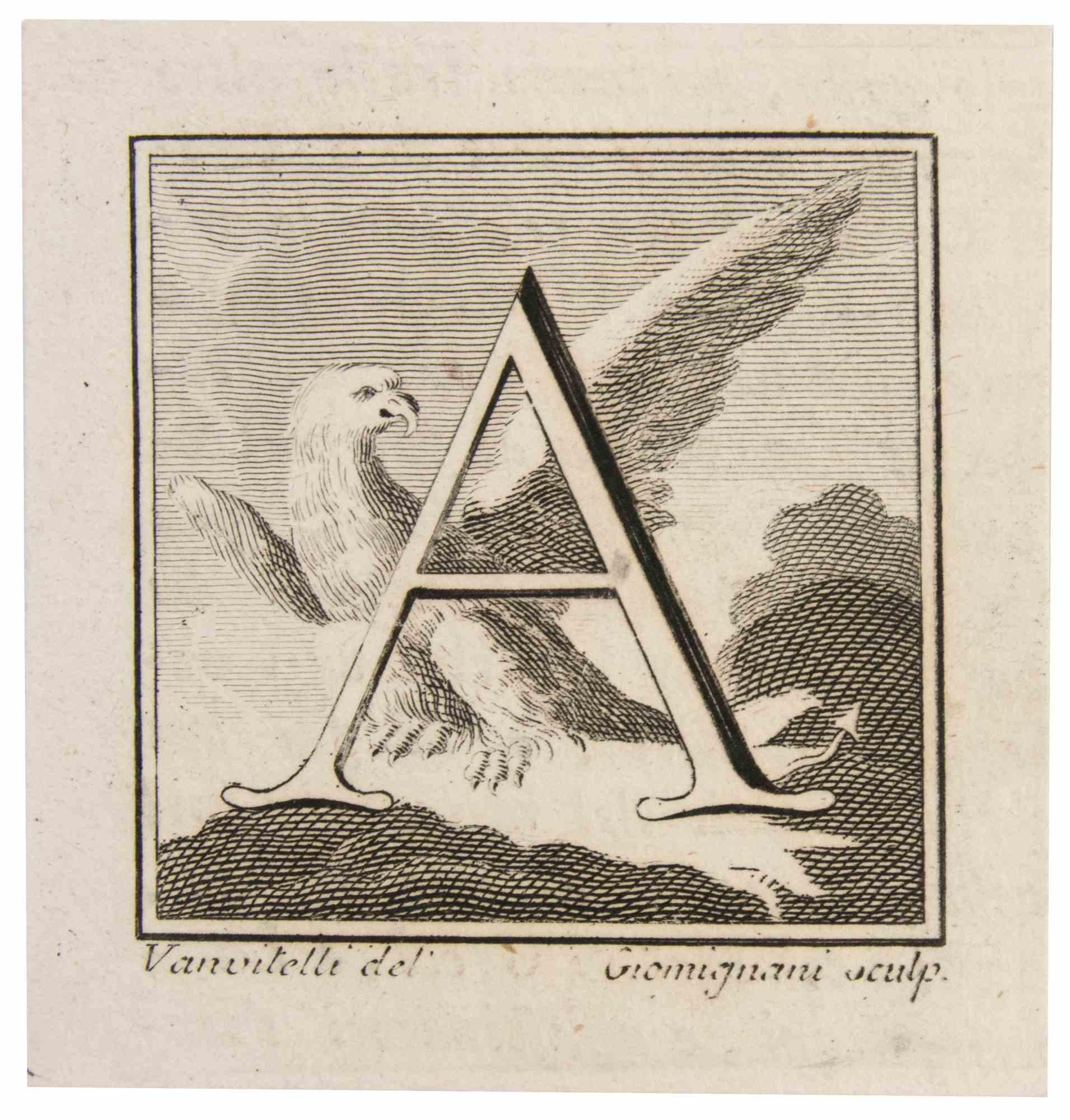 Antiquities of Herculaneum-Brief A - Radierung von Giovanni Mignani - 18. Jahrhundert