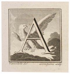 Antichità di Ercolano-Lettera A - Acquaforte di Giovanni Mignani - XVIII secolo