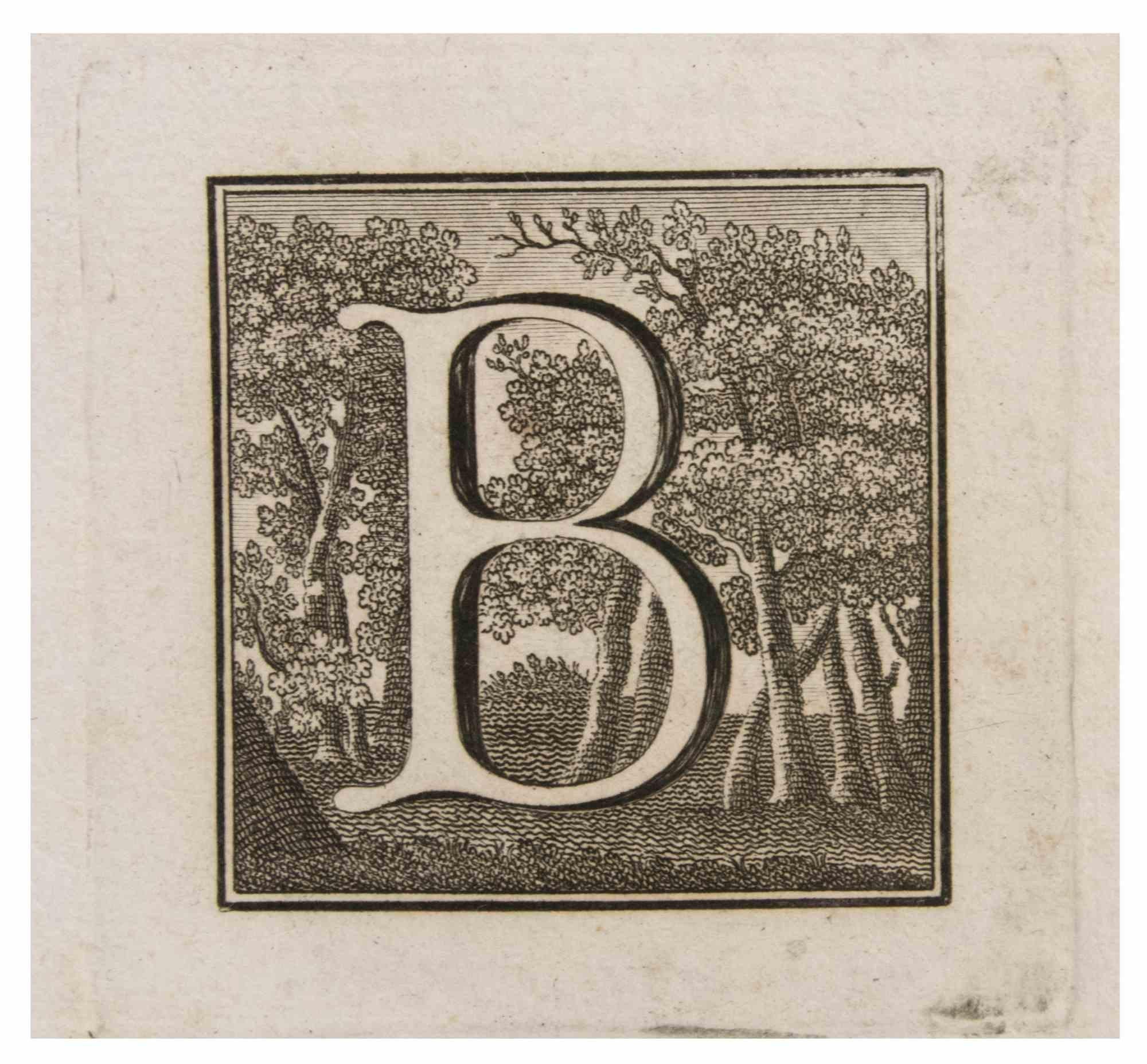 Figurative Print de Giovanni Mignani - Antigüedades de Herculano - Letra B - Aguafuerte de G. Mignani - Siglo XVIII