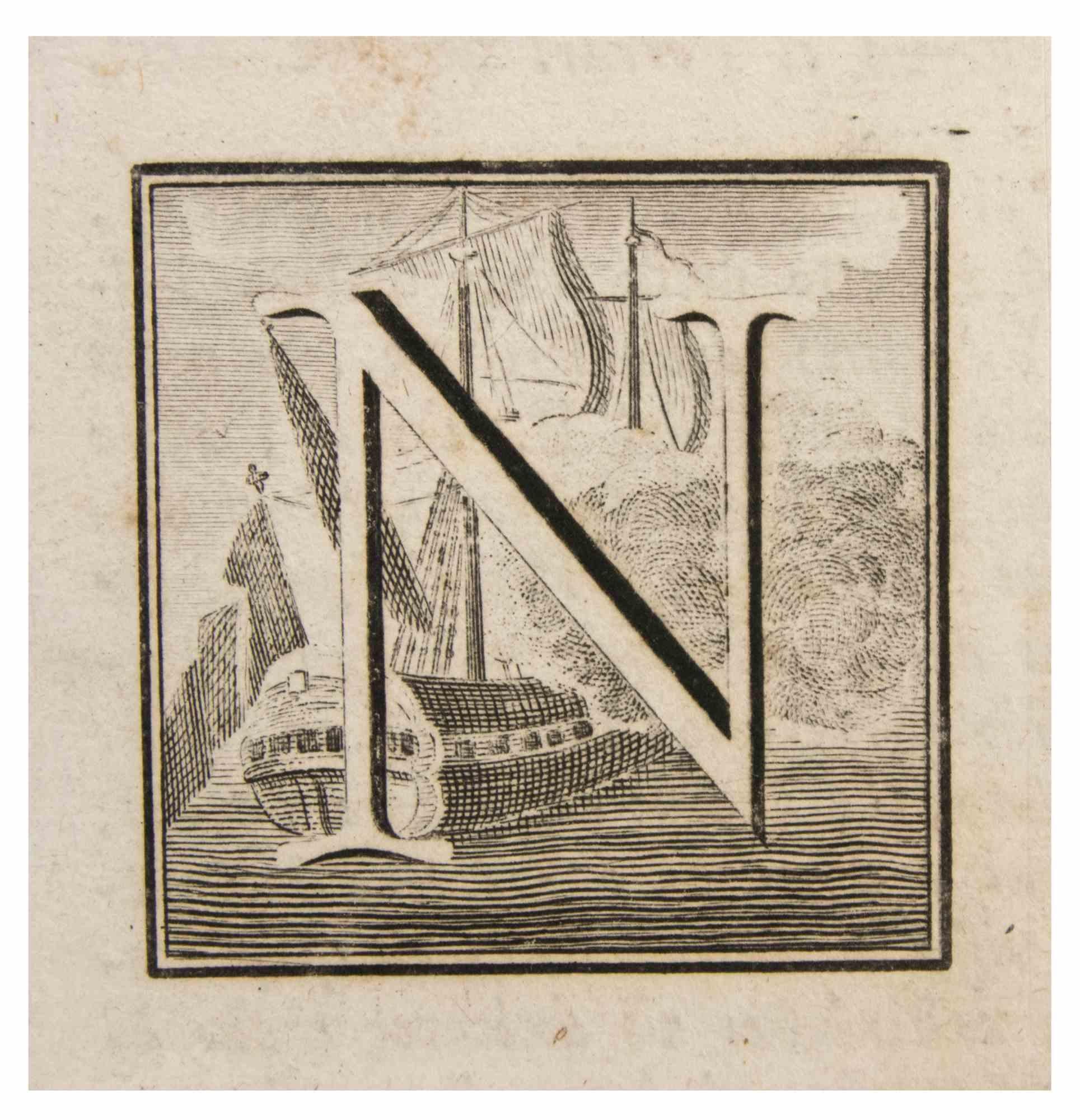Antiquities of Herculaneum-Letter N - Etching by Giovanni Mignani - 18th Century