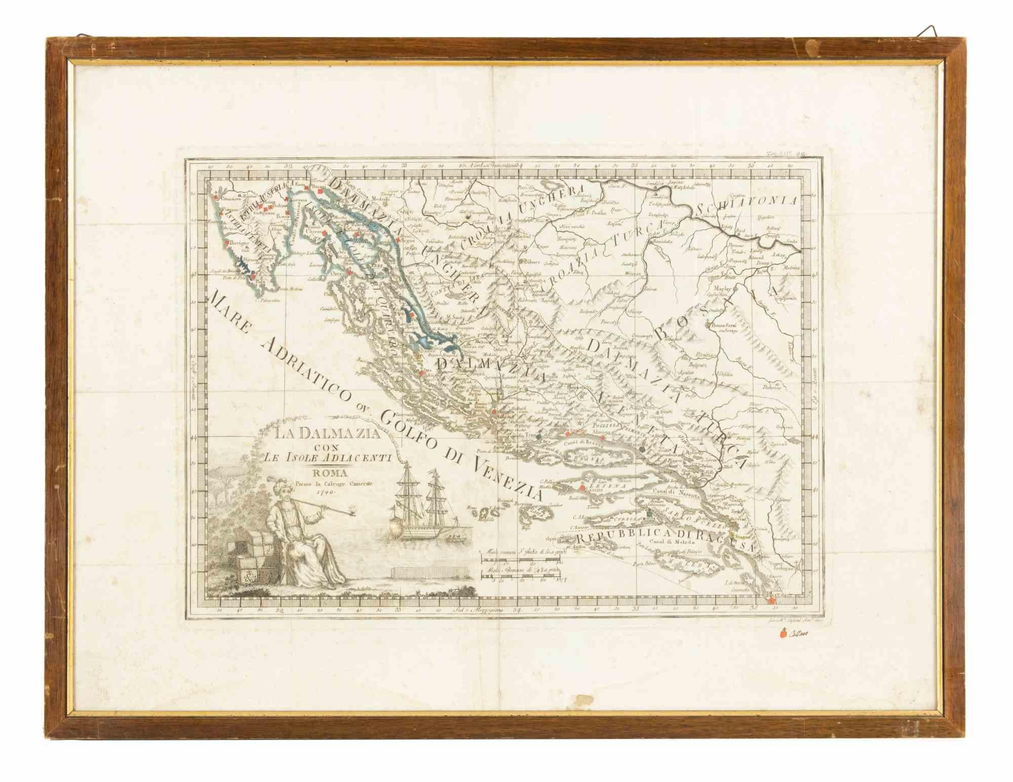 Giovanni Mignani Figurative Print - Dalmatia with the Adjacent Islands - Etching by Giovanni Cassini - 1792