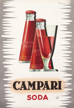 Affiche originale pour les boissons du milieu du siècle dernier « Campari Soda »