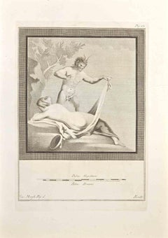 Pan and Nude Woman - Etching by Giovanni Morghen - 18th Century