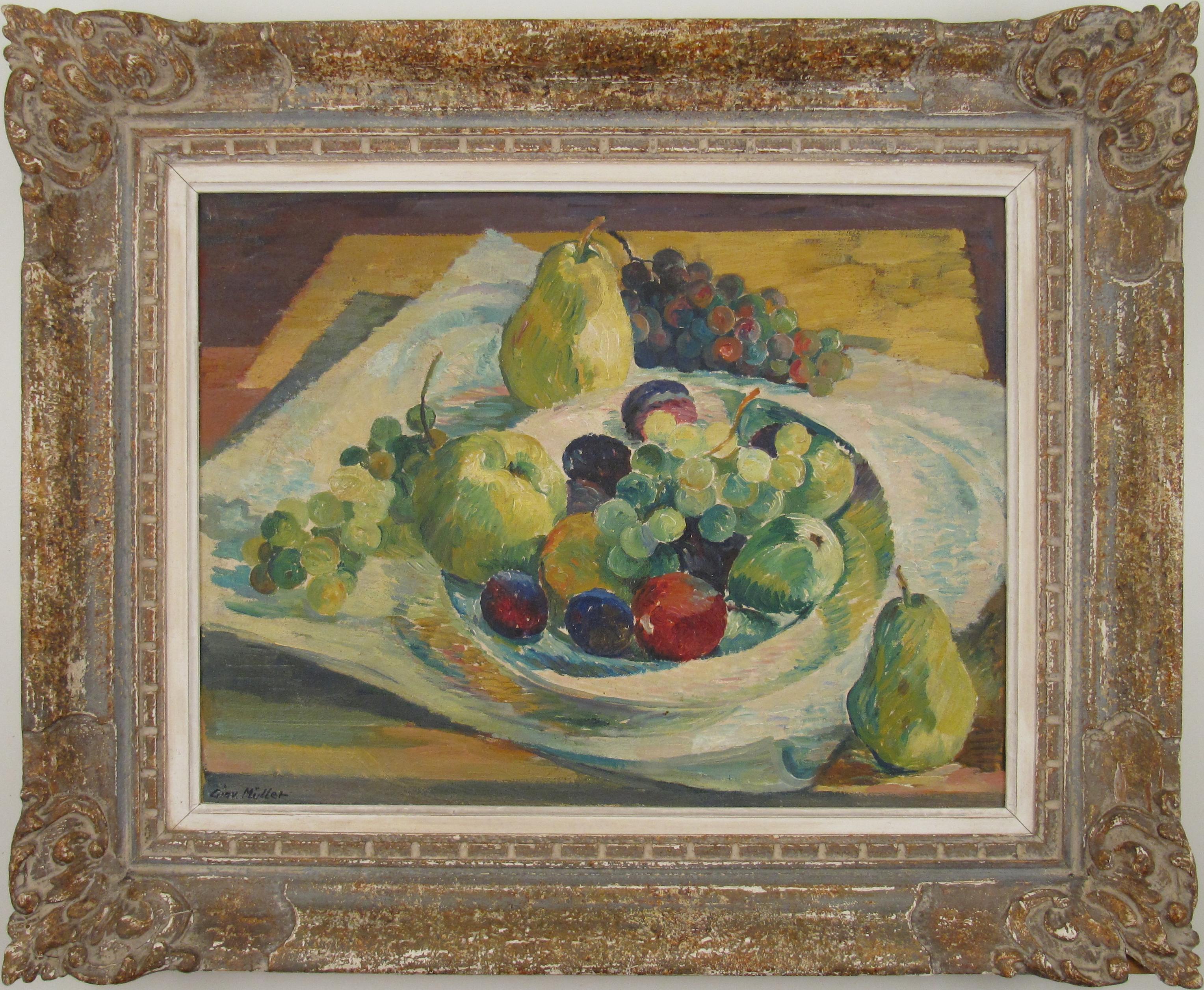 Still-Life Painting Giovanni Müller - Nature morte de fruits dans un bol