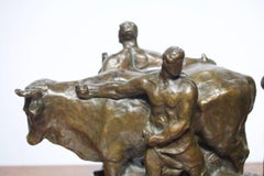 Bronze Group Celebrating the Noble Yeomanry w/ Cow & Farmers