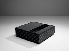 Table basse Giovanni Offredi pour Saporiti en frêne laqué noir et métal