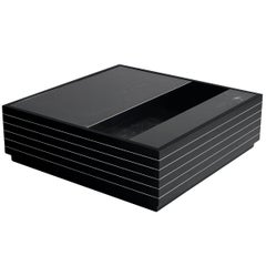 Used Giovanni Offredi for Saporiti Coffee Table in Black Lacquered Ash and Metal