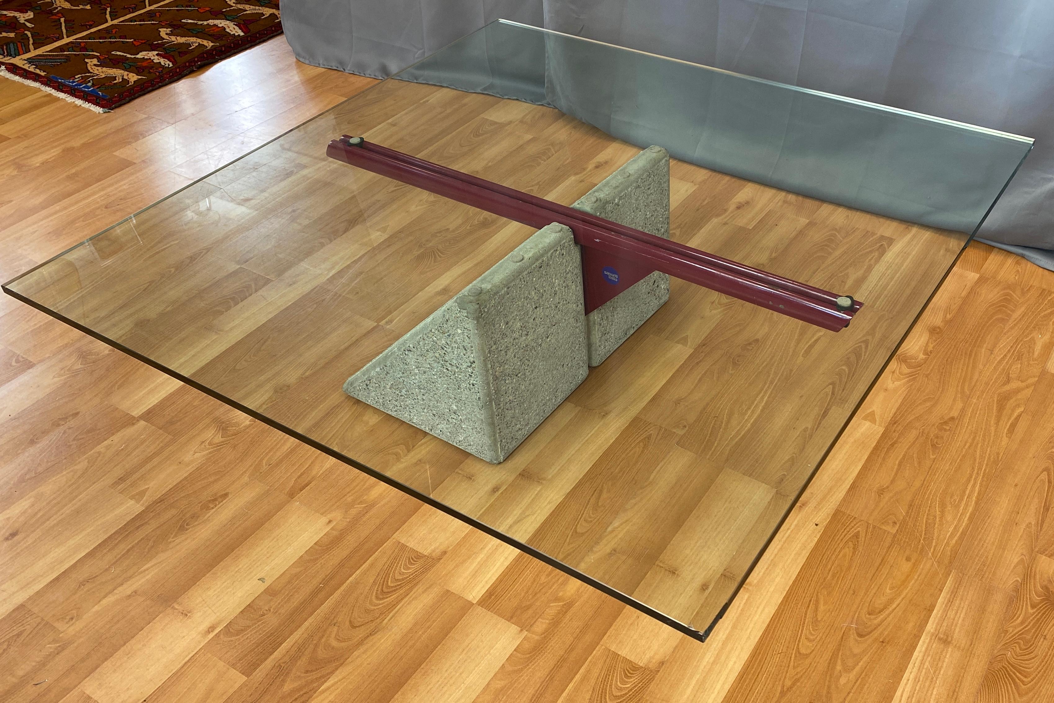 Late 20th Century Giovanni Offredi designed Concrete Coffee Table for Saporiti Italia