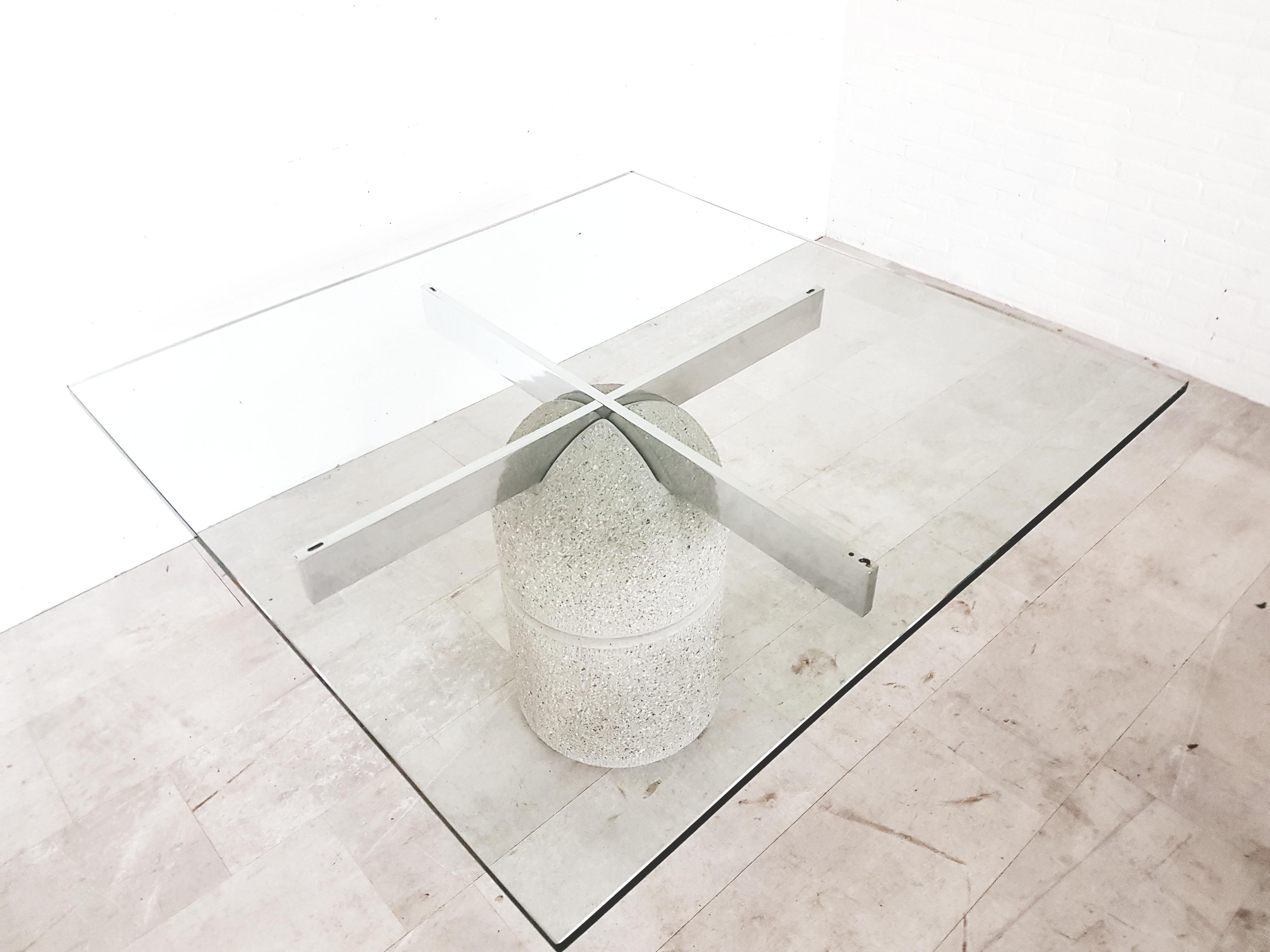 Giovanni Offredi Dining Table in Concrete and Glass for Saporiti (Postmoderne)