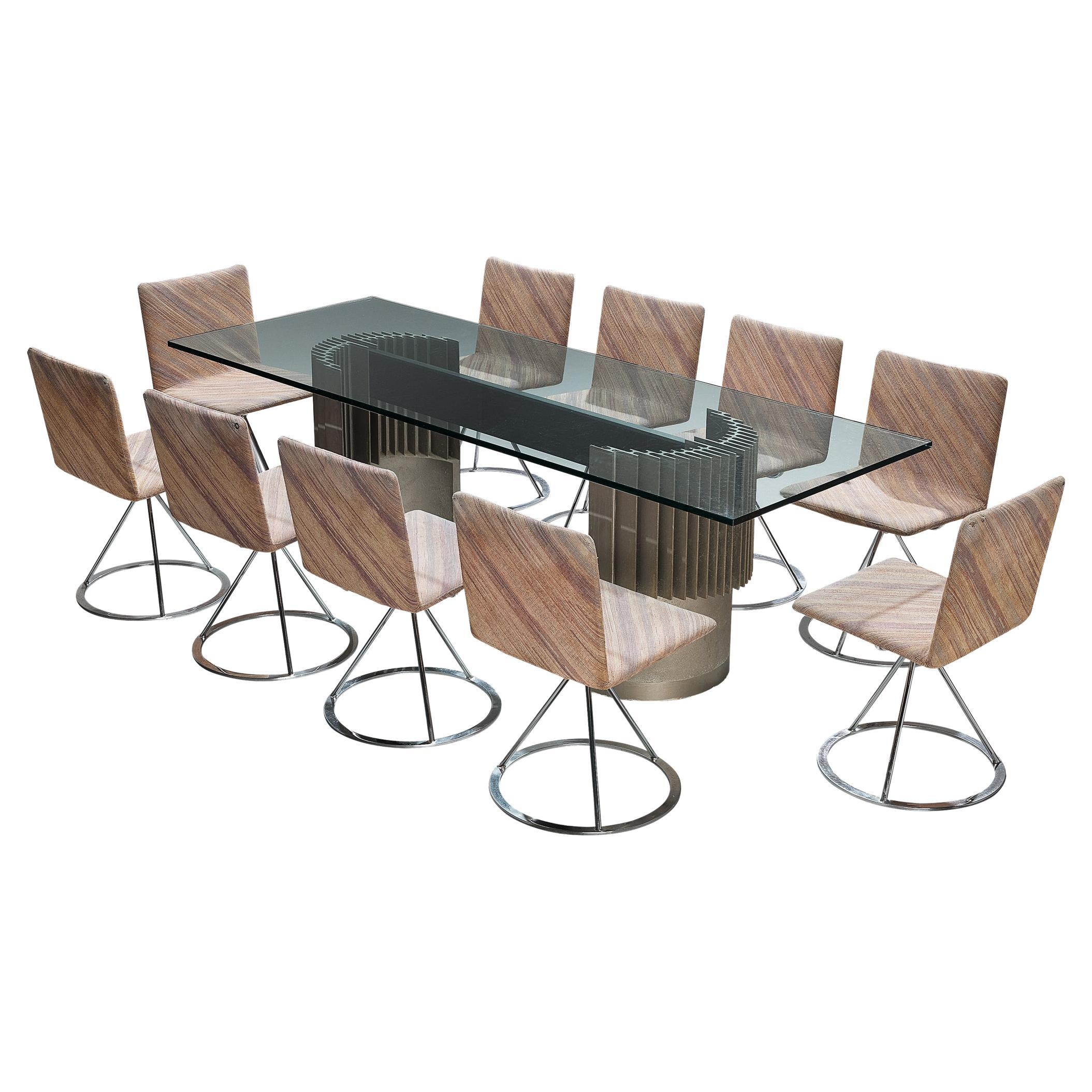 Giovanni Offredi Dining Table with Salvati & Tresoldi 'Dania' Chairs  For Sale