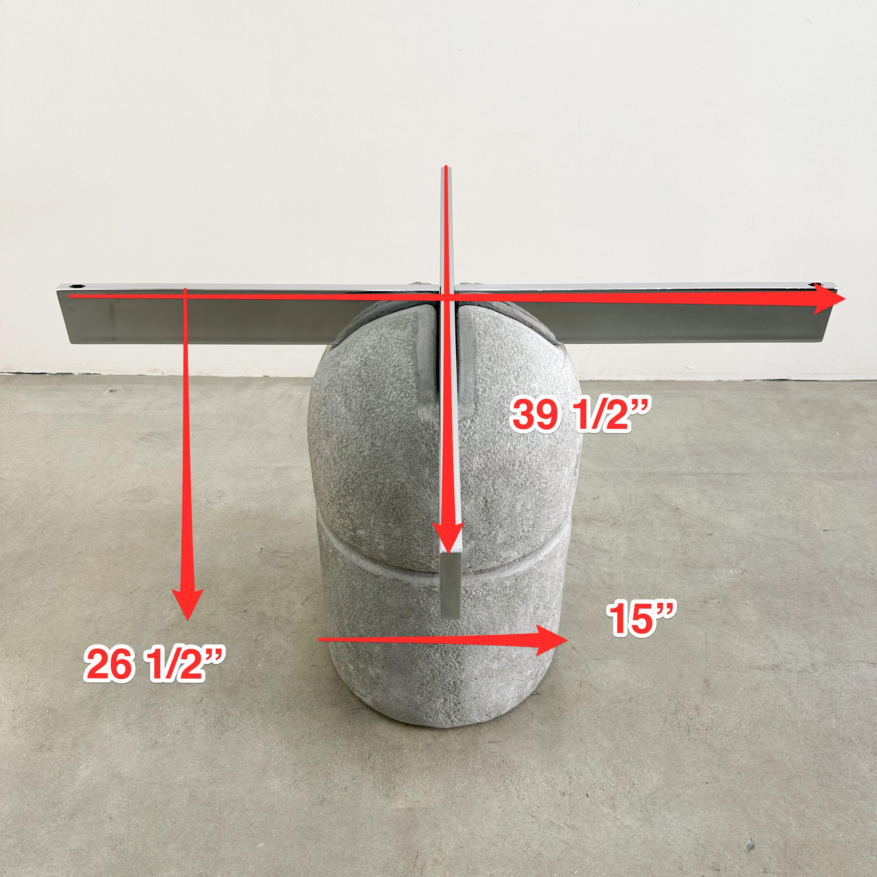 Giovanni Offredi für Saporiti 1970er Esstisch aus Beton, Chrom und Glas. 3