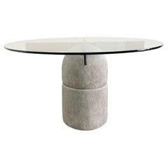 Giovanni Offredi for Saporiti 1970s Concrete, Chrome, and Glass Dining Table.