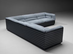 Giovanni Offredi for Saporiti Corner Sofa in Light Blue Upholstery