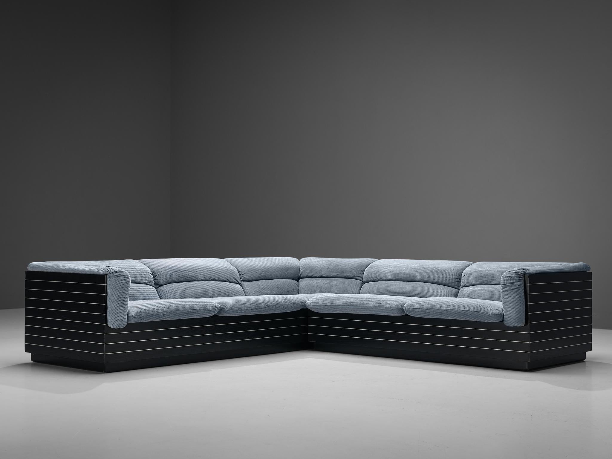 Italian Giovanni Offredi for Saporiti Corner Sofa in Light Blue Upholstery For Sale