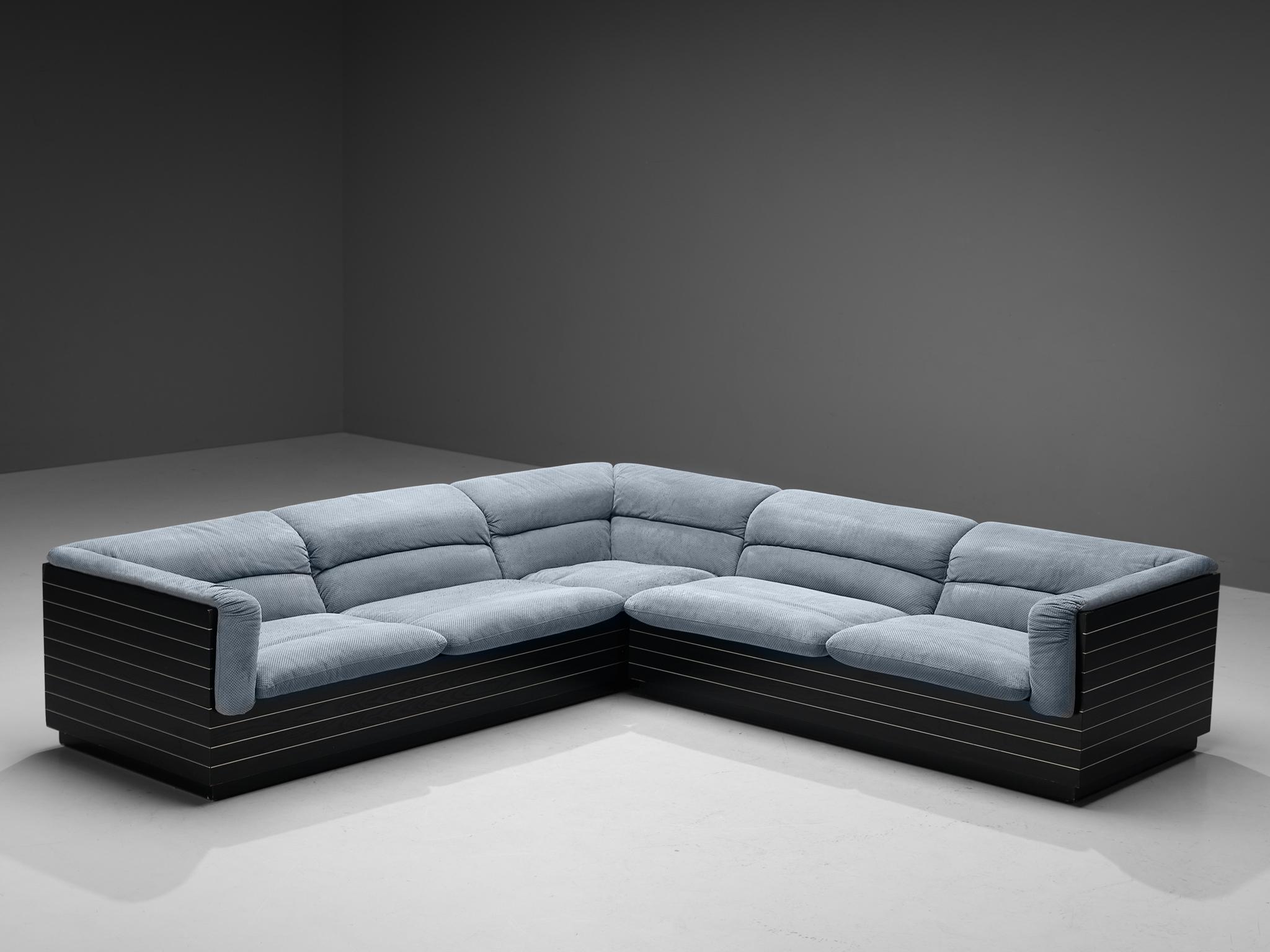 Italian Giovanni Offredi for Saporiti Corner Sofa in Light Blue Upholstery
