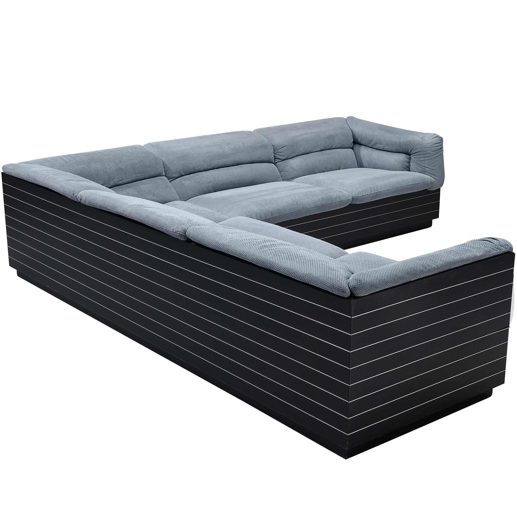 Giovanni Offredi for Saporiti Corner Sofa in Light Blue Upholstery