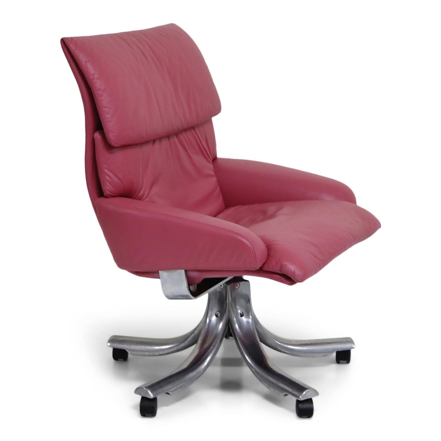 pink leather office chair