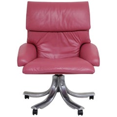 Giovanni Offredi for Saporiti Italia Pink Leather "Onda" Executive Office Chair