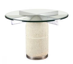 Giovanni Offredi for Saporiti Italian 'Paracarro' Texture Concrete and Glass Din