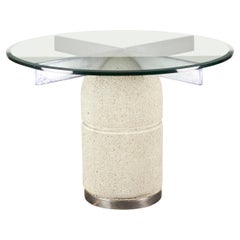 Retro Giovanni Offredi for Saporiti Italian Texture Concrete and Glass Dining Table