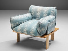Giovanni Offredi for Saporiti Lounge Chair in Floral Upholstery and Ash