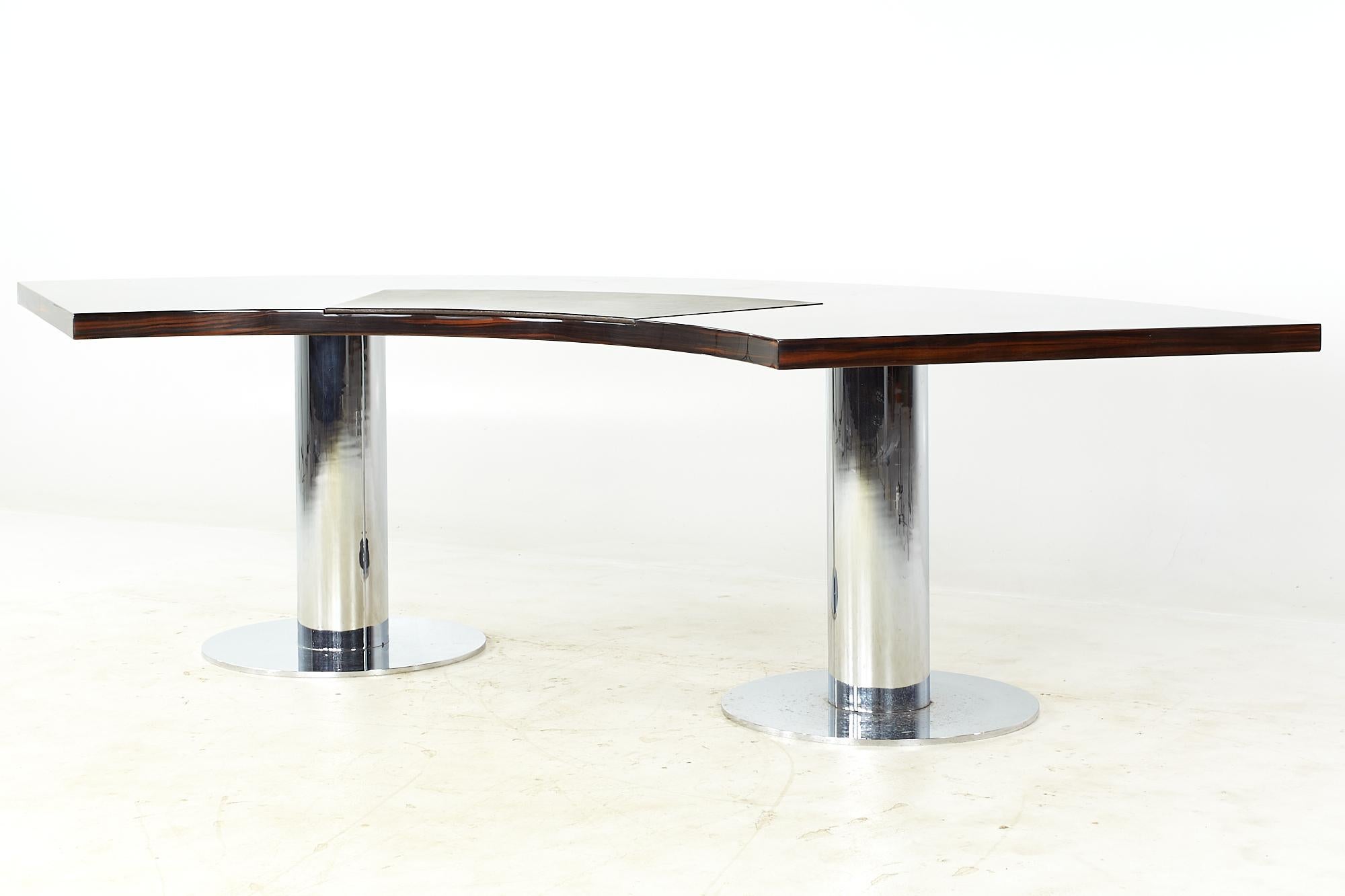 Mid-Century Modern Giovanni Offredi for Saporiti Mid Century Italian Rosewood Chrome Leather Desk For Sale