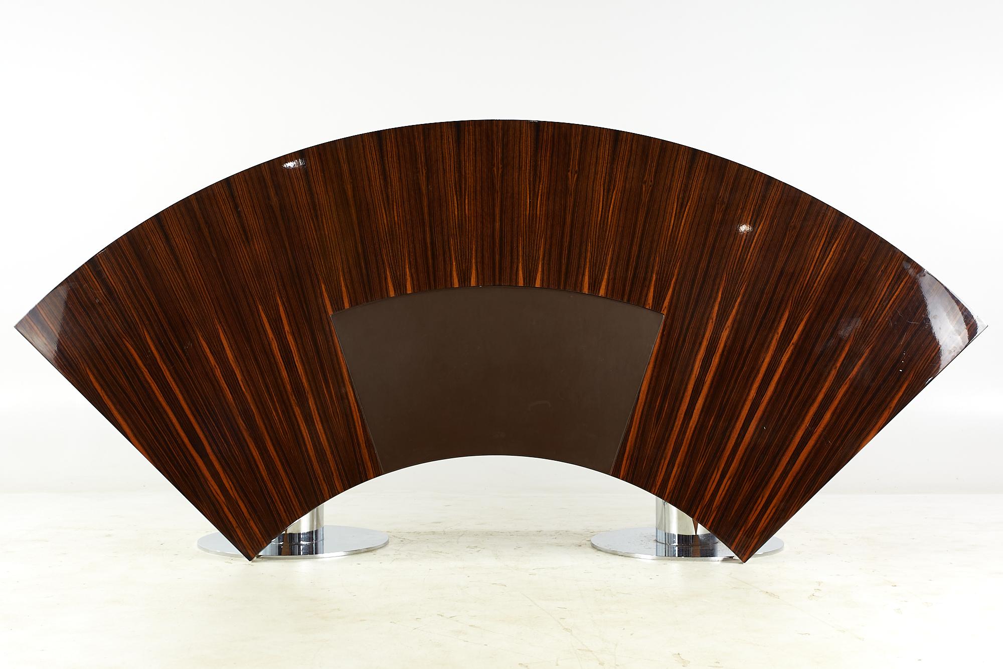 Giovanni Offredi for Saporiti Mid Century Italian Rosewood Chrome Leather Desk For Sale 4