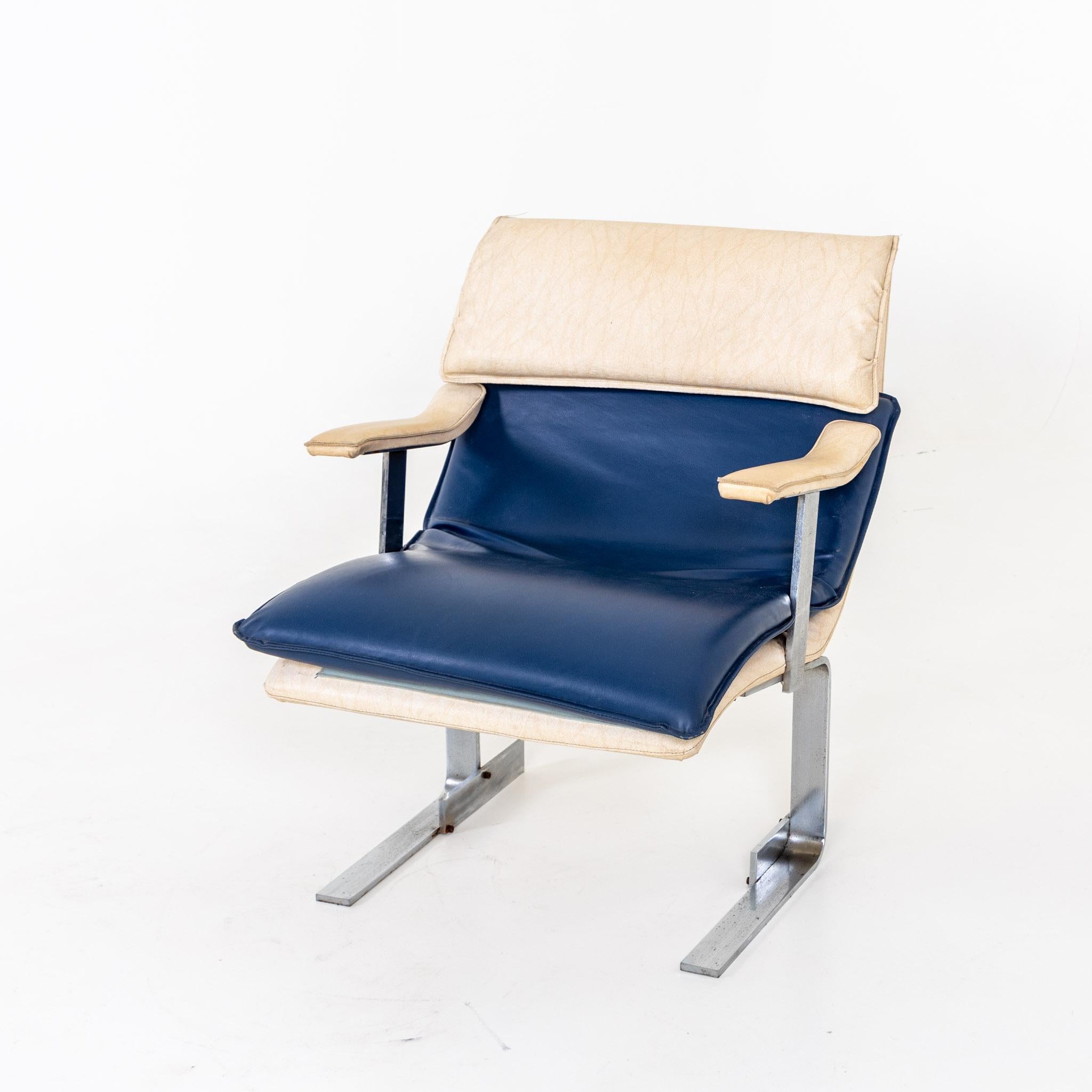 Metal Giovanni Offredi for Saporiti 'Onda Wave' Lounge Chairs, 1970s For Sale