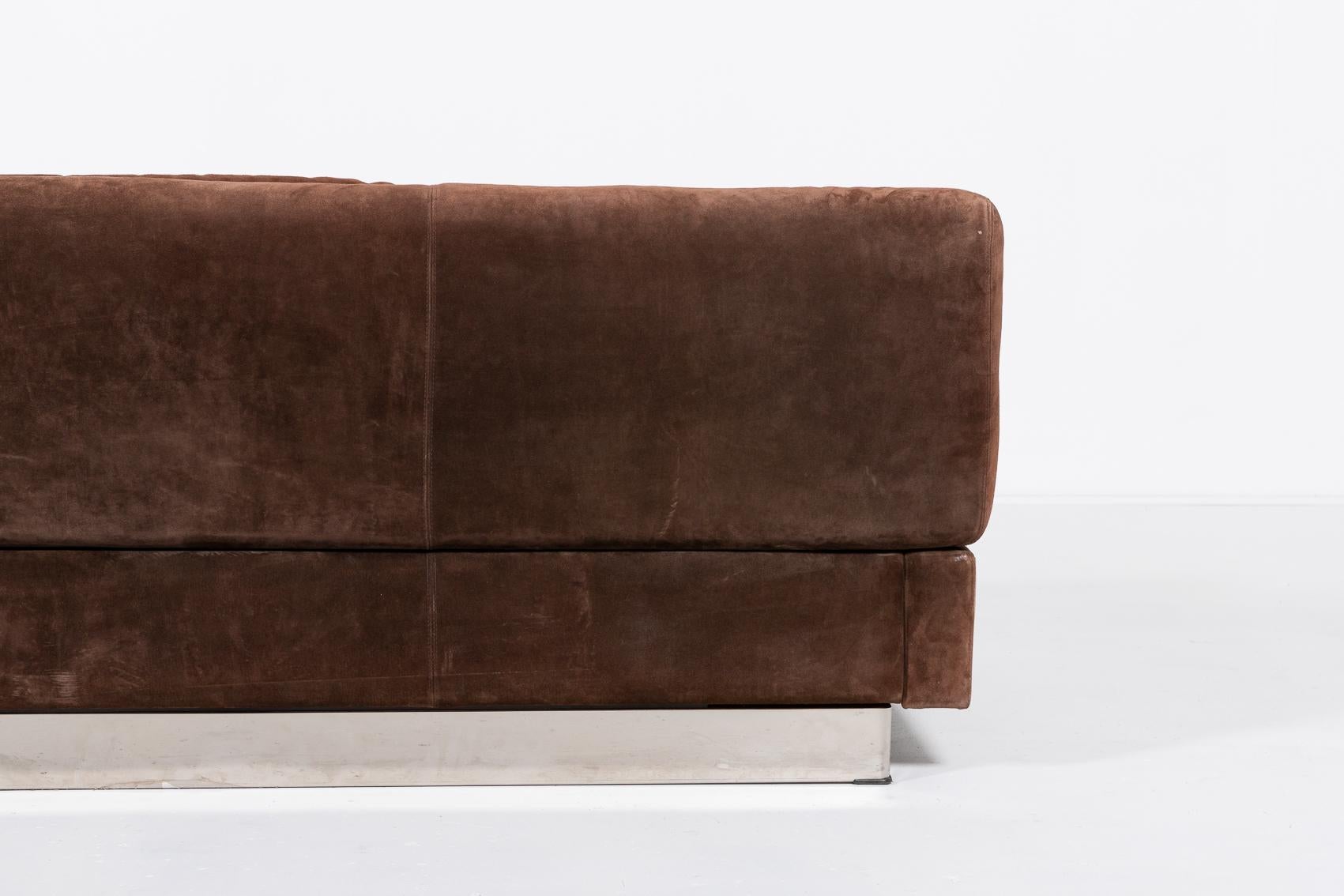 Suede Giovanni Offredi for Saporiti suede sofa, Italy 1970’s For Sale